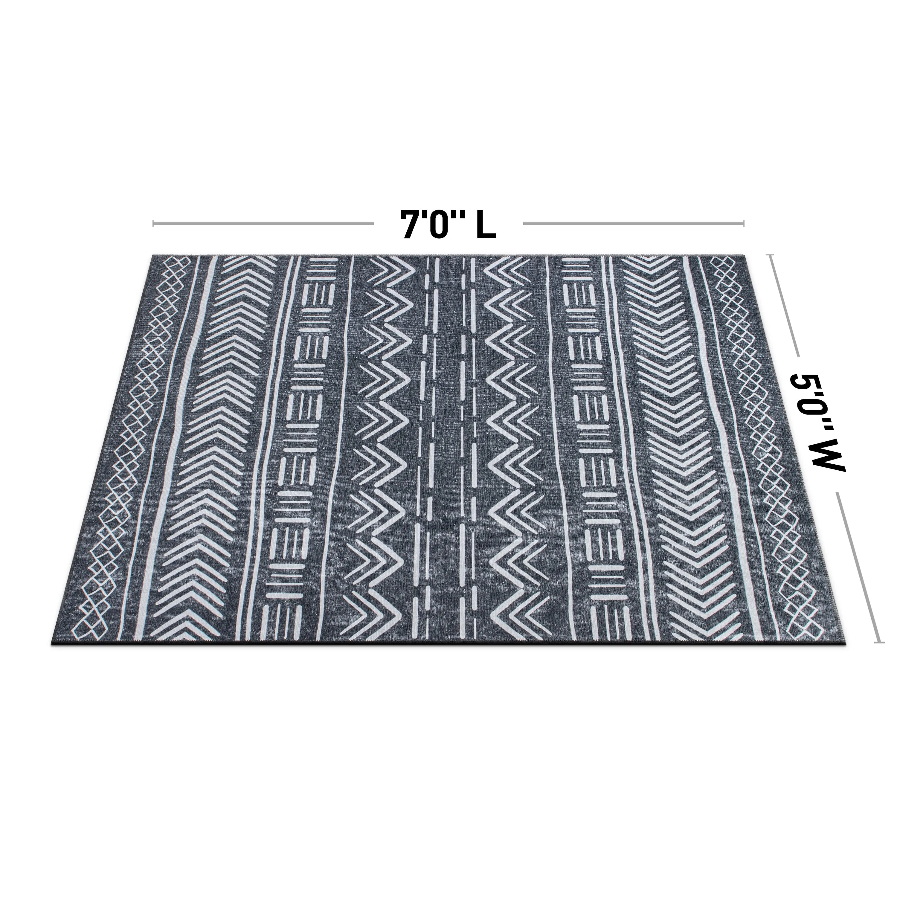 Contemporary Geometric Bohemian Machine Washable Area Rug