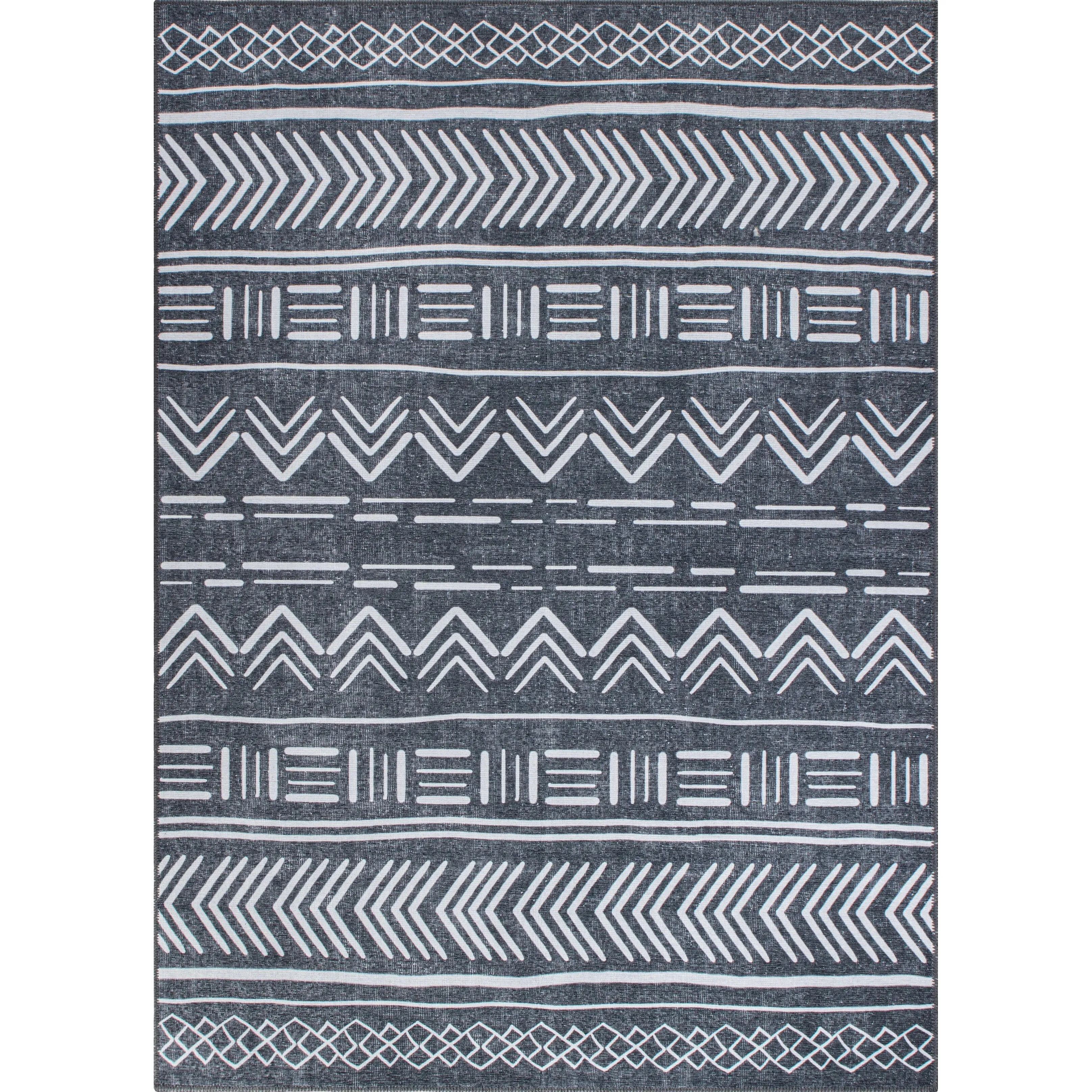 Contemporary Geometric Bohemian Machine Washable Area Rug