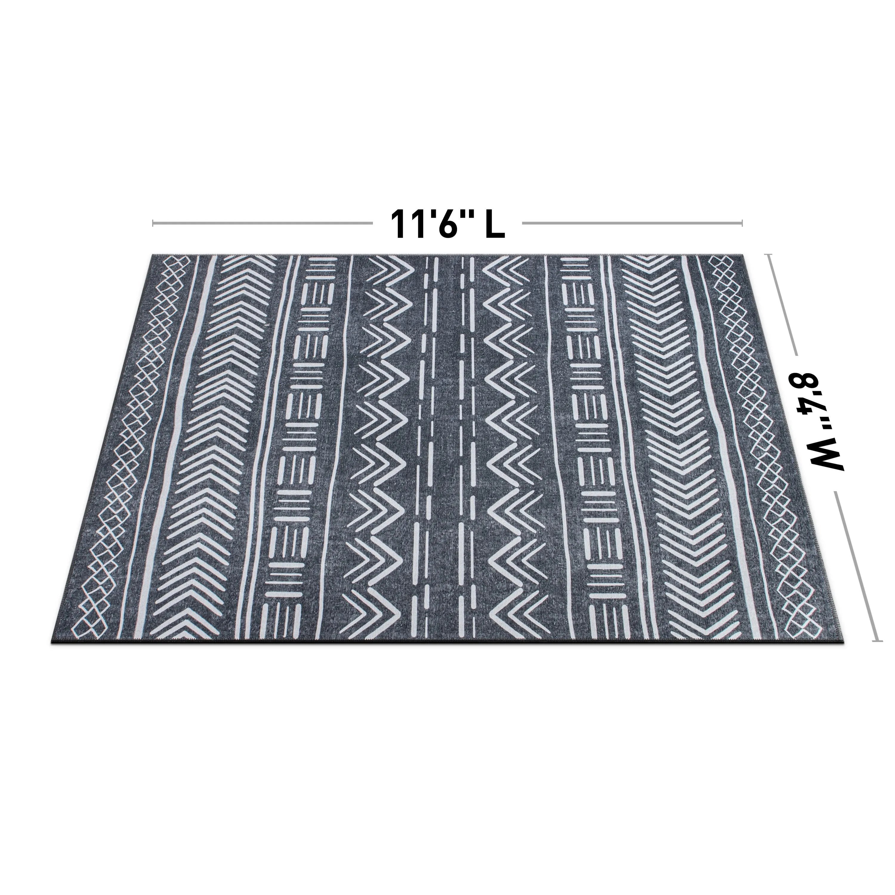 Contemporary Geometric Bohemian Machine Washable Area Rug