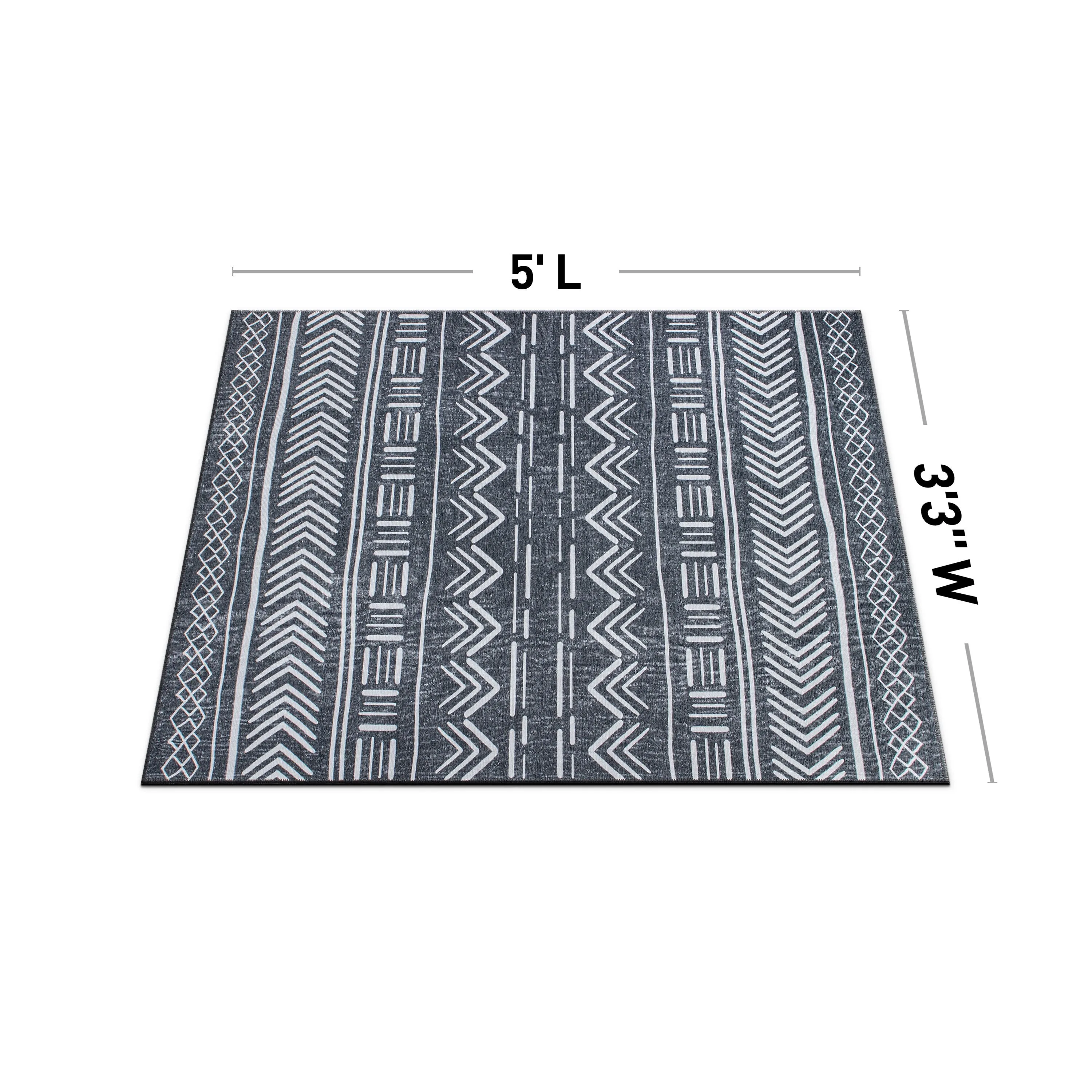 Contemporary Geometric Bohemian Machine Washable Area Rug