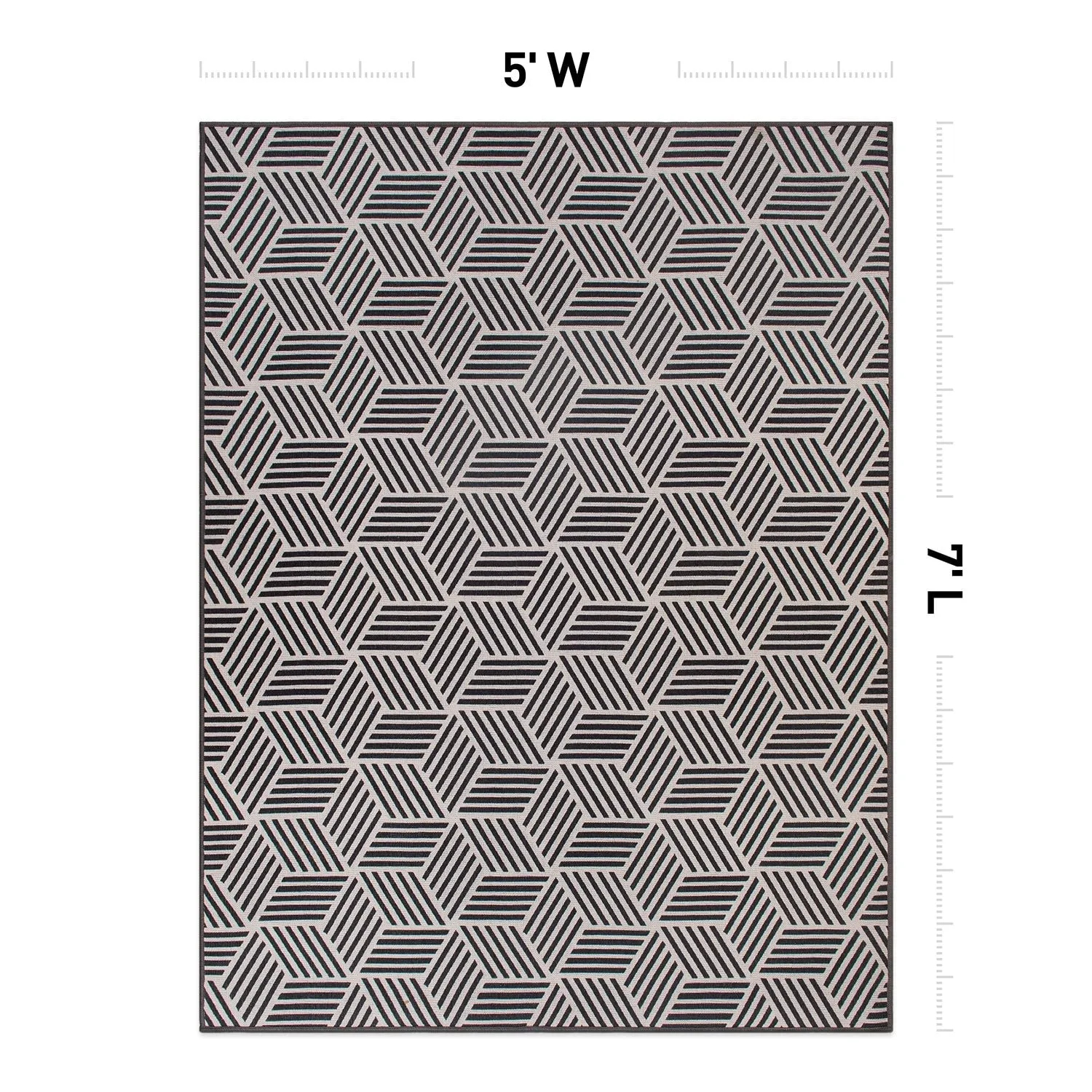 Contemporary Geometric Cubes Indoor/Outdoor Area Rug