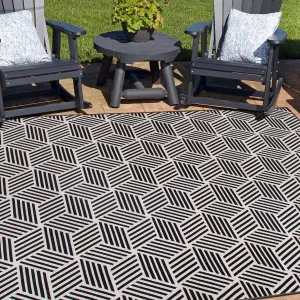 Contemporary Geometric Cubes Indoor/Outdoor Area Rug