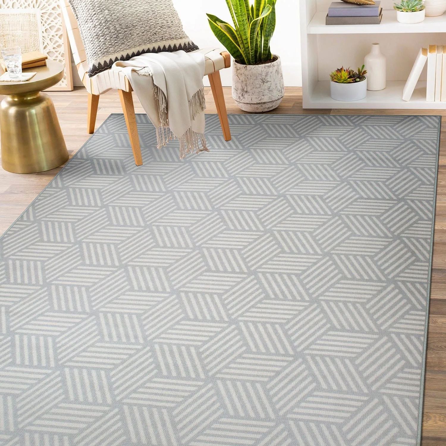 Contemporary Geometric Cubes Indoor/Outdoor Area Rug