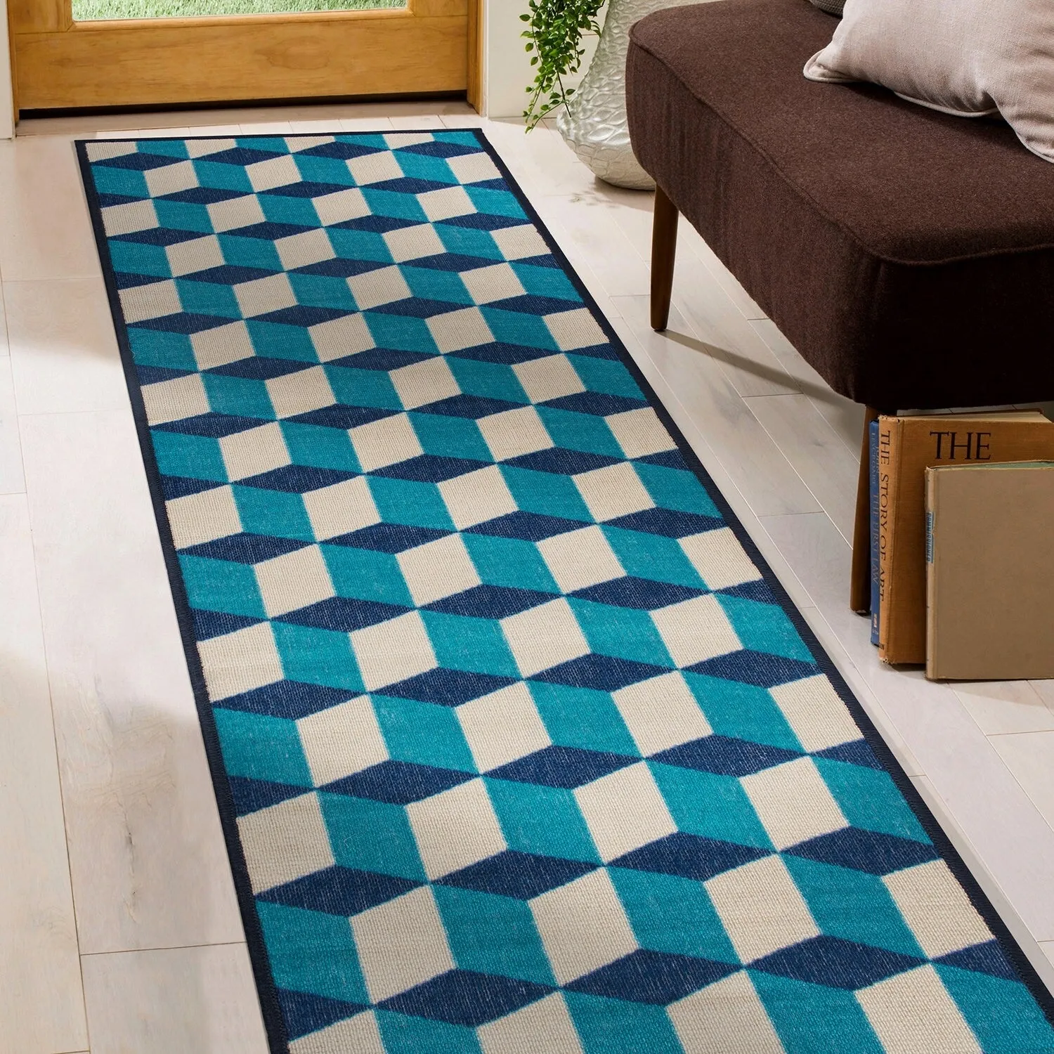 Contemporary Geometric Flatweave Indoor/Outdoor Area Rug