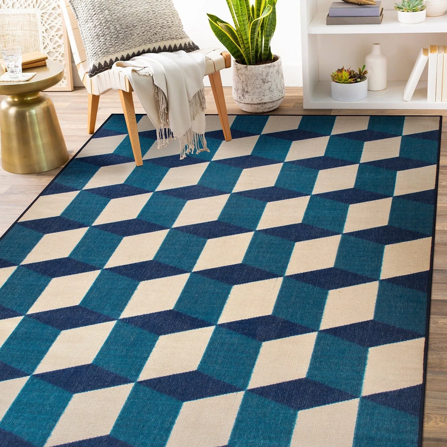 Contemporary Geometric Flatweave Indoor/Outdoor Area Rug