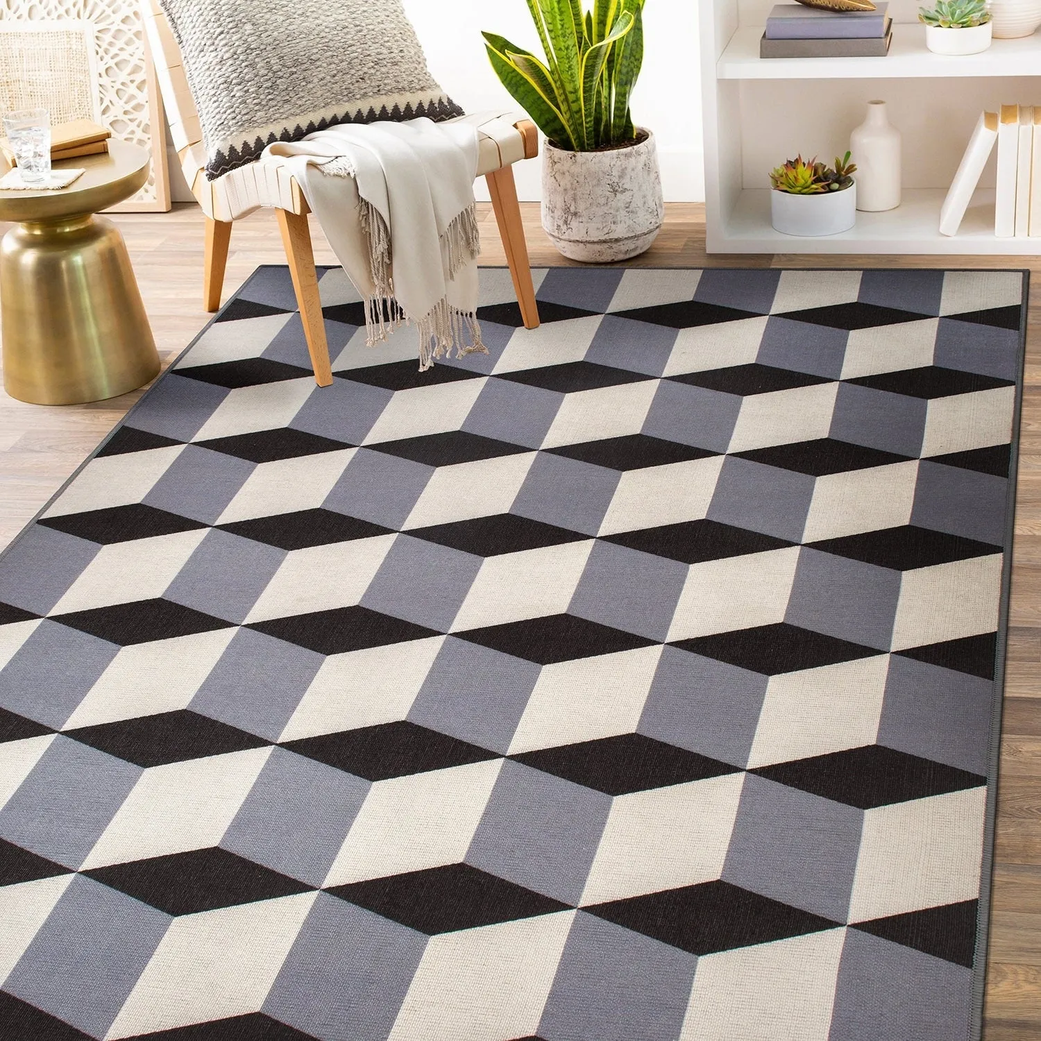 Contemporary Geometric Flatweave Indoor/Outdoor Area Rug