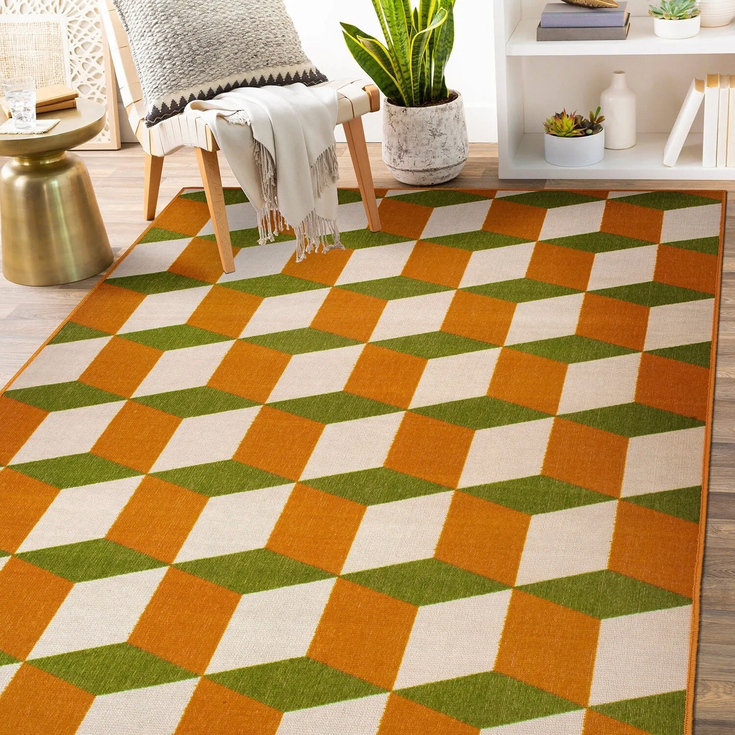 Contemporary Geometric Flatweave Indoor/Outdoor Area Rug