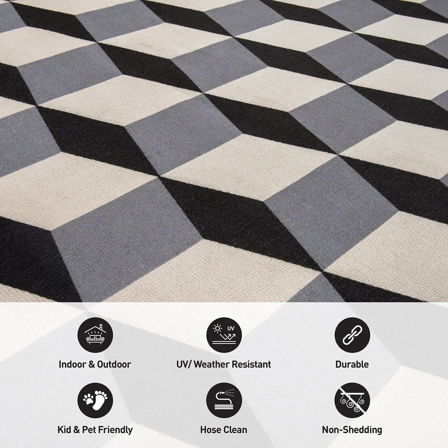 Contemporary Geometric Flatweave Indoor/Outdoor Area Rug