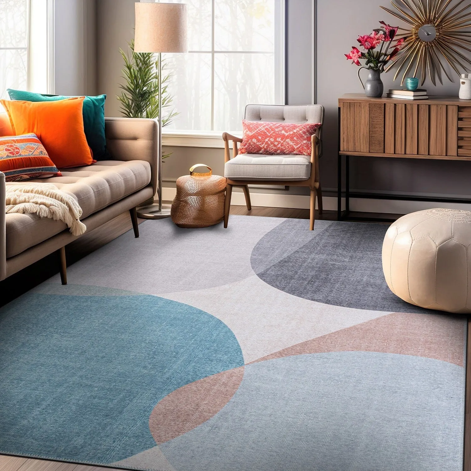 Contemporary Geometric Machine Washable Area Rug