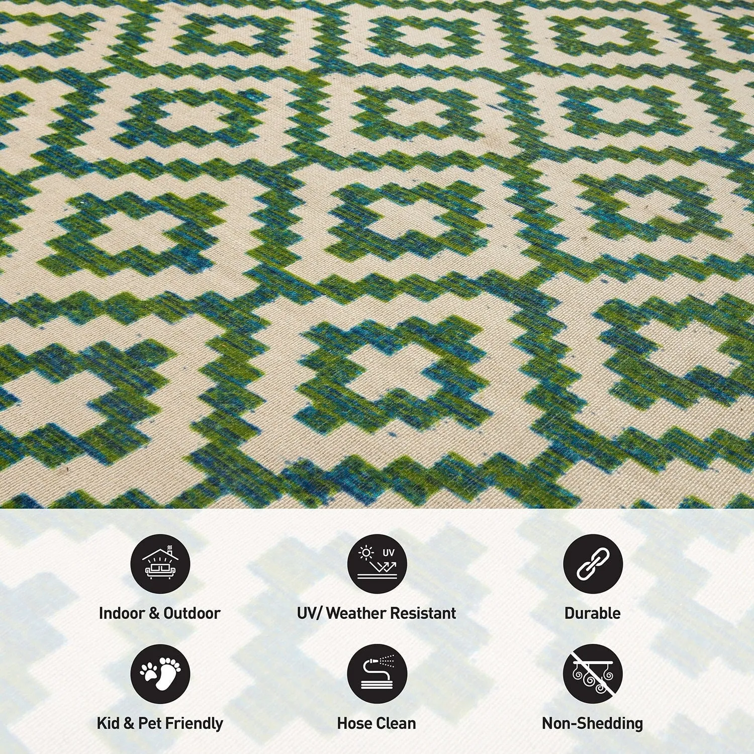 Contemporary Geometric Trellis Indoor/Outdoor Area Rug