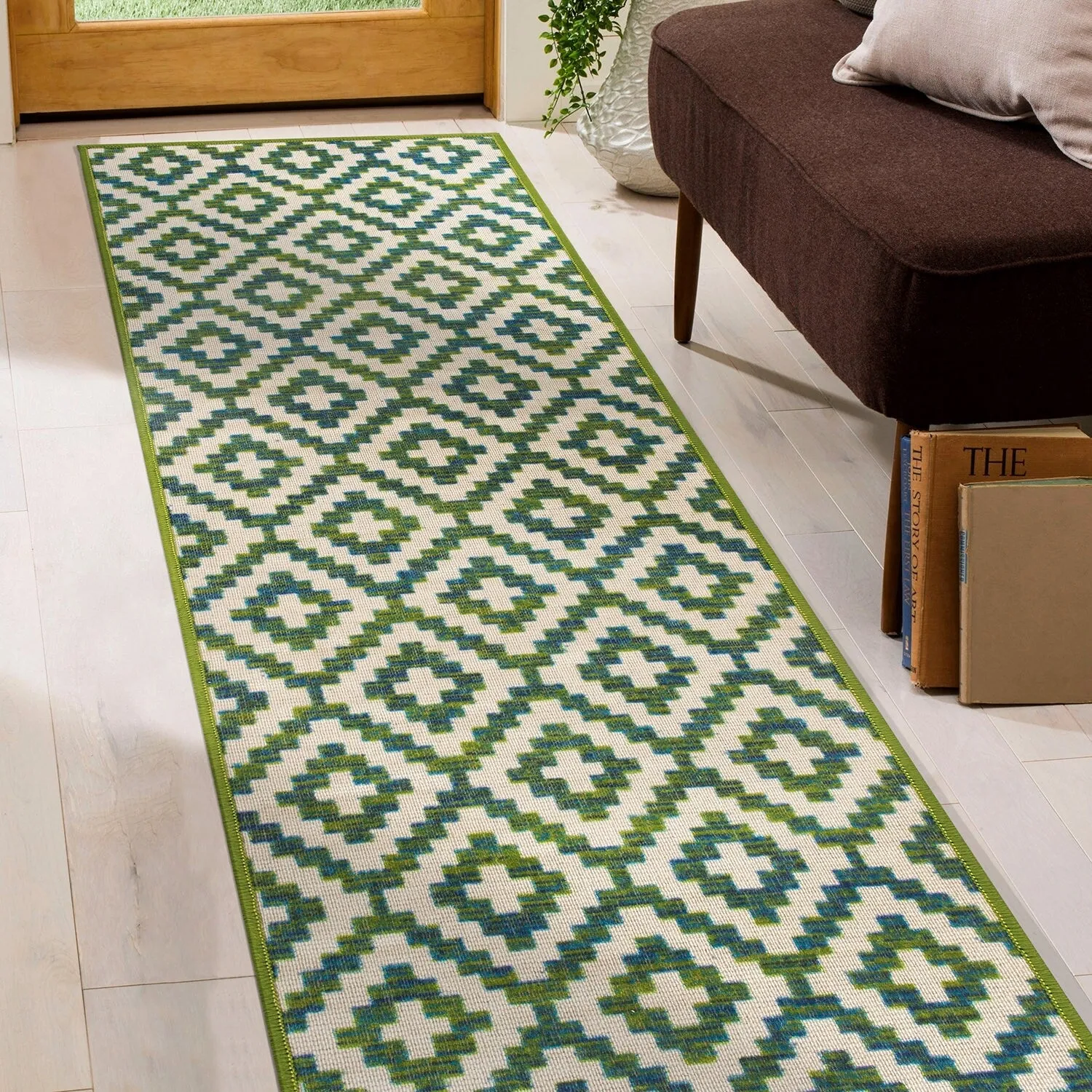 Contemporary Geometric Trellis Indoor/Outdoor Area Rug