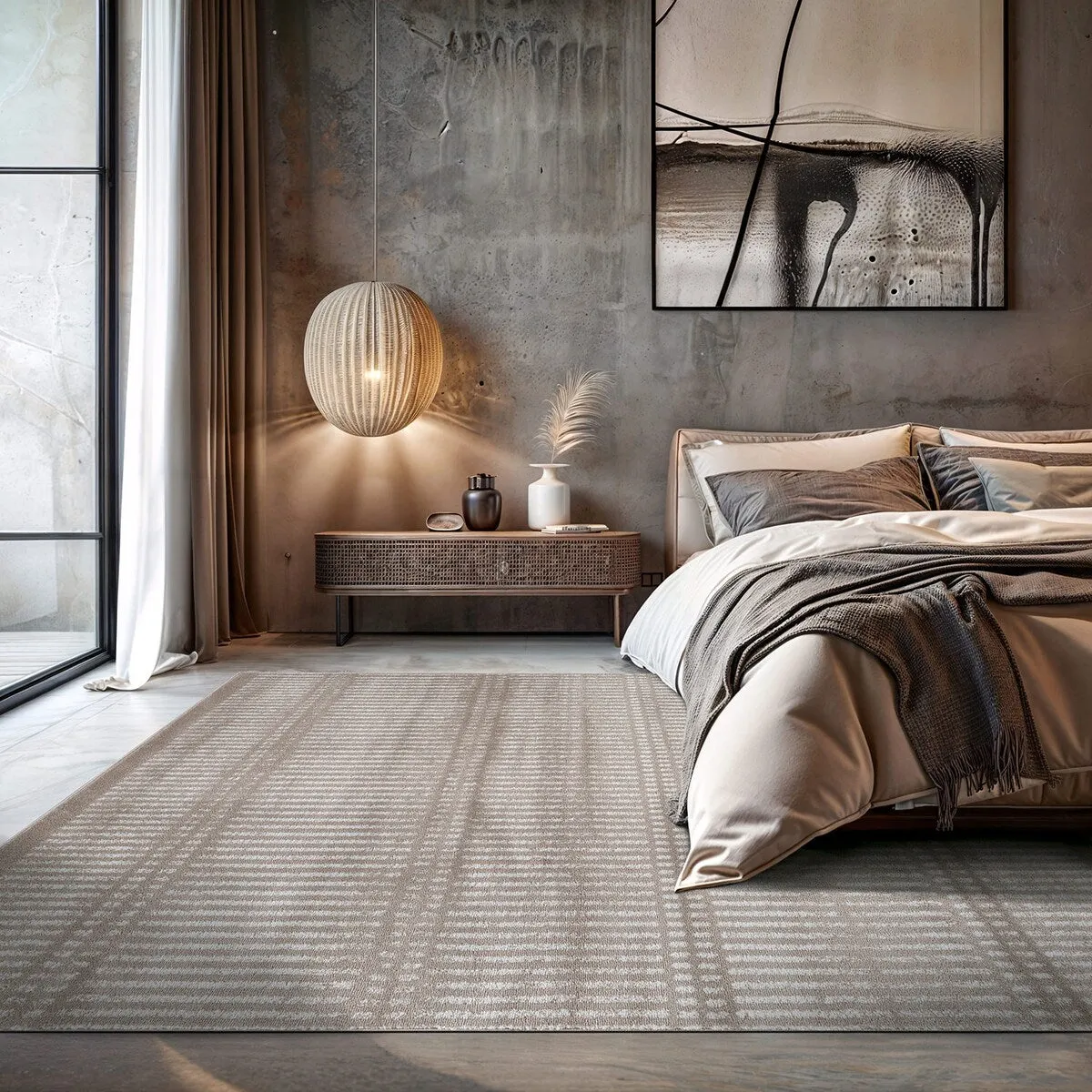 Contemporary Minimalistic Stripe LInes Area Rug