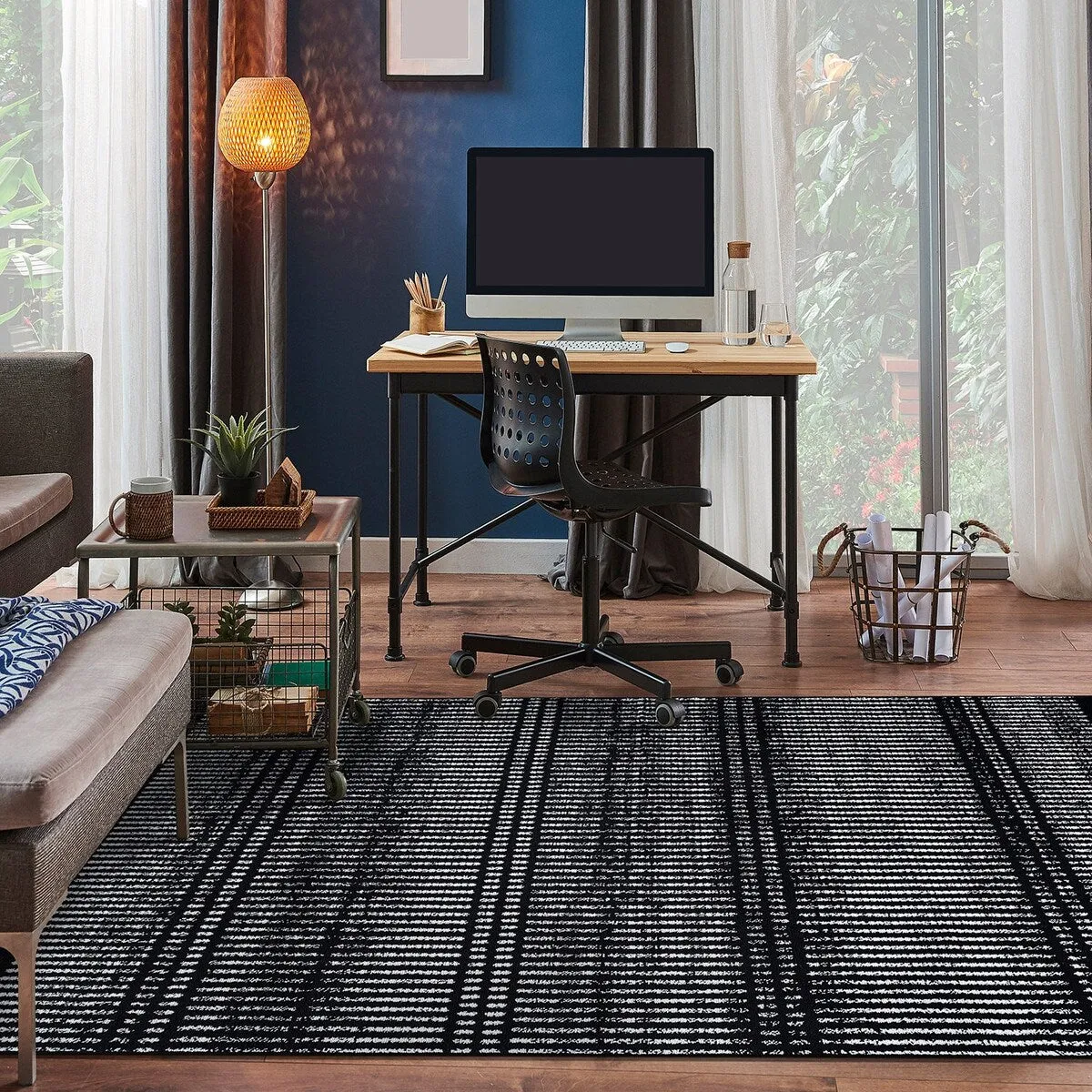Contemporary Minimalistic Stripe LInes Area Rug