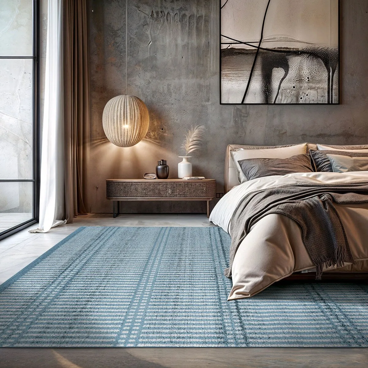 Contemporary Minimalistic Stripe LInes Area Rug