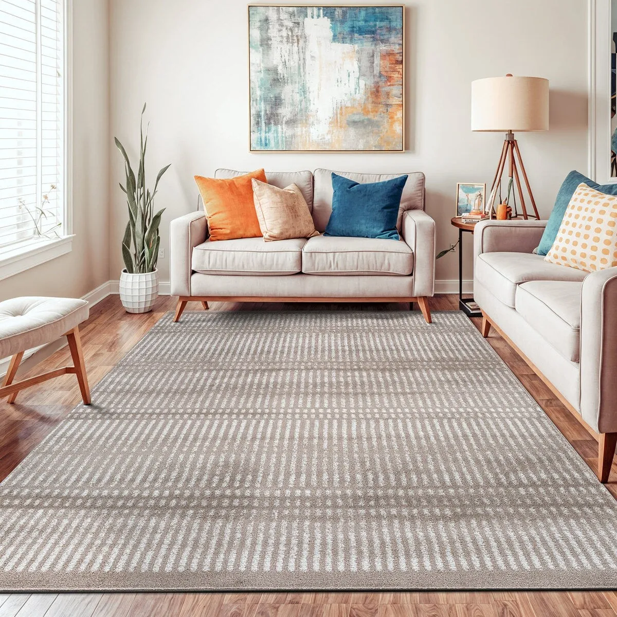 Contemporary Minimalistic Stripe LInes Area Rug