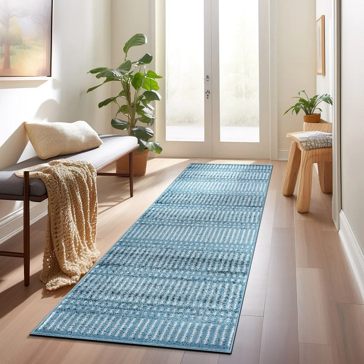 Contemporary Minimalistic Stripe LInes Area Rug