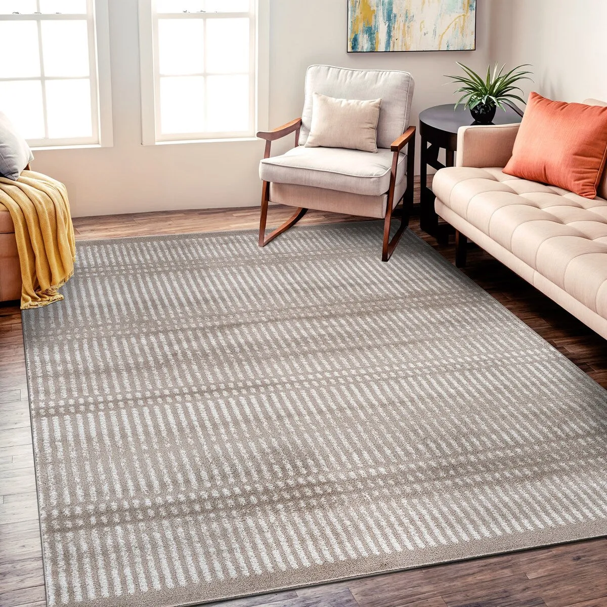Contemporary Minimalistic Stripe LInes Area Rug