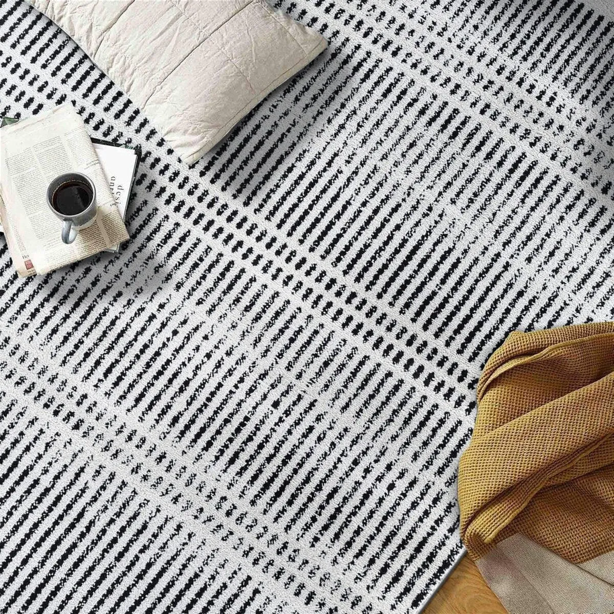 Contemporary Minimalistic Stripe LInes Area Rug