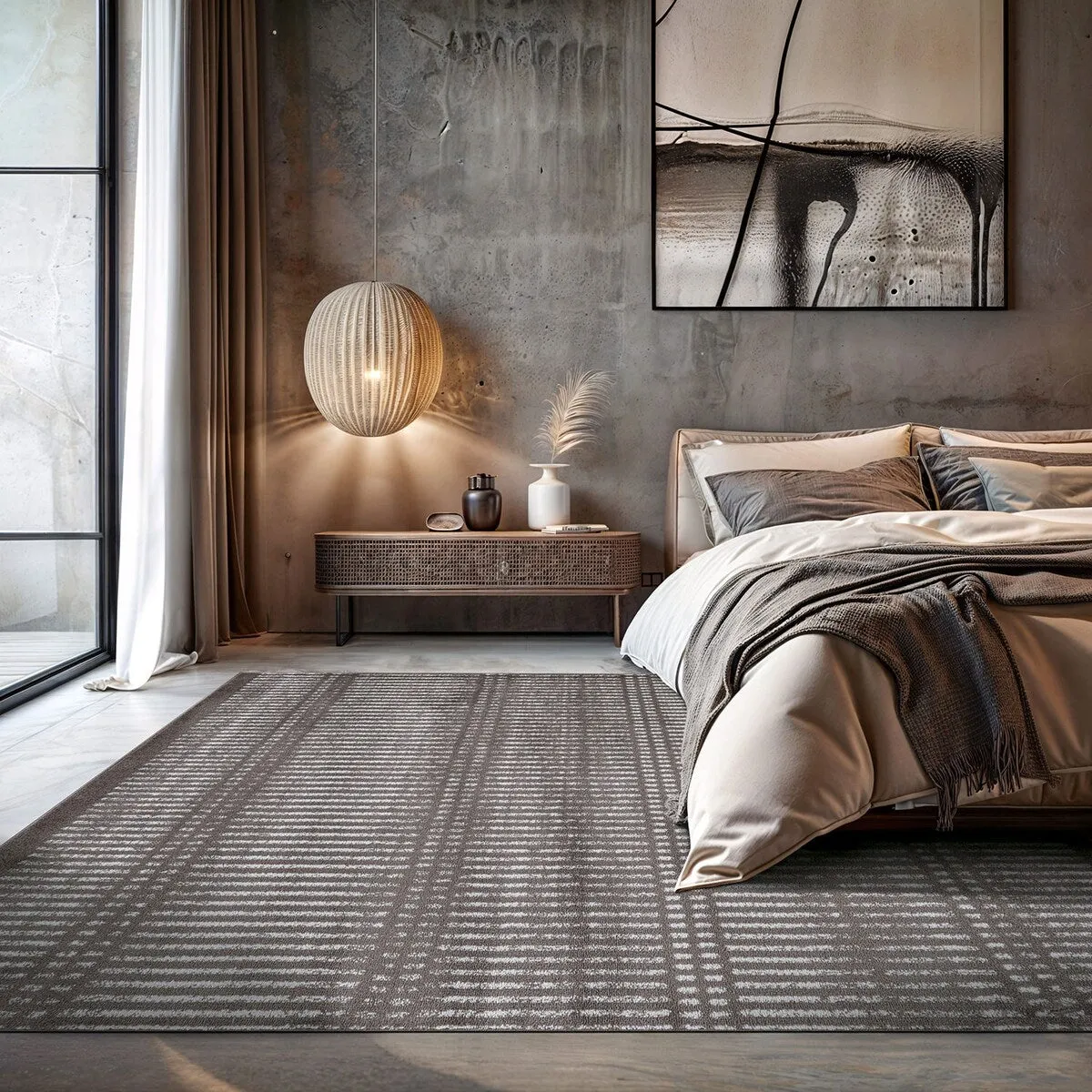 Contemporary Minimalistic Stripe LInes Area Rug
