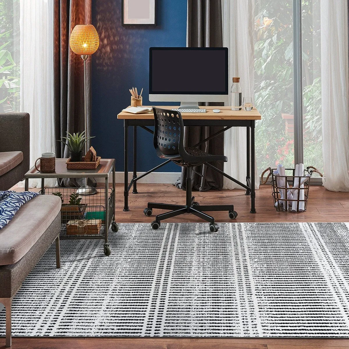Contemporary Minimalistic Stripe LInes Area Rug