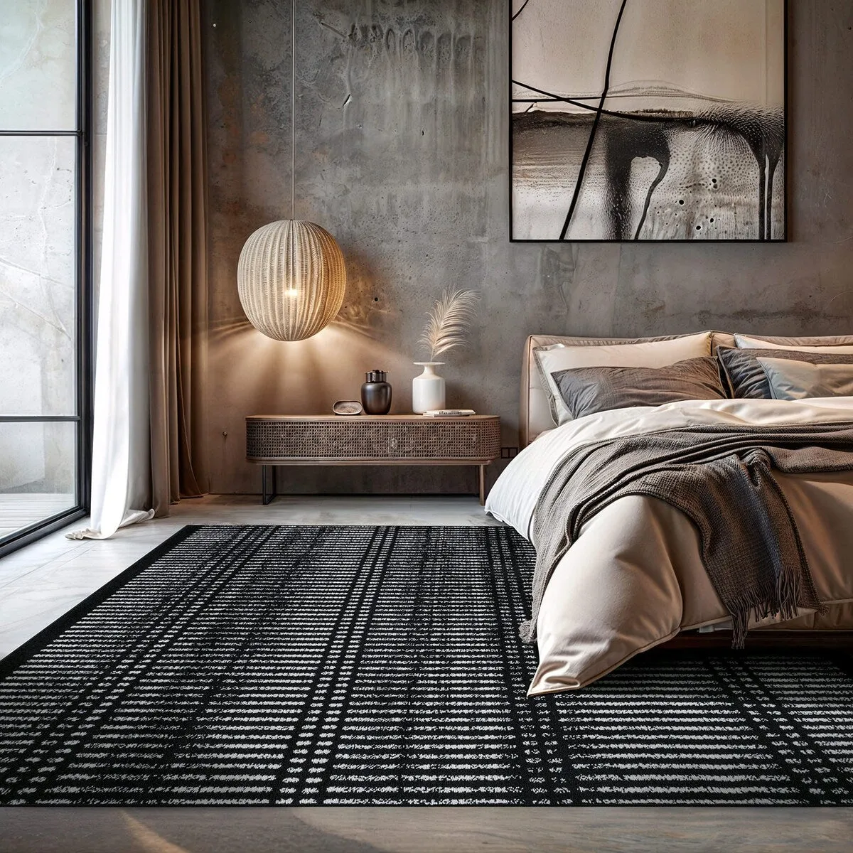 Contemporary Minimalistic Stripe LInes Area Rug