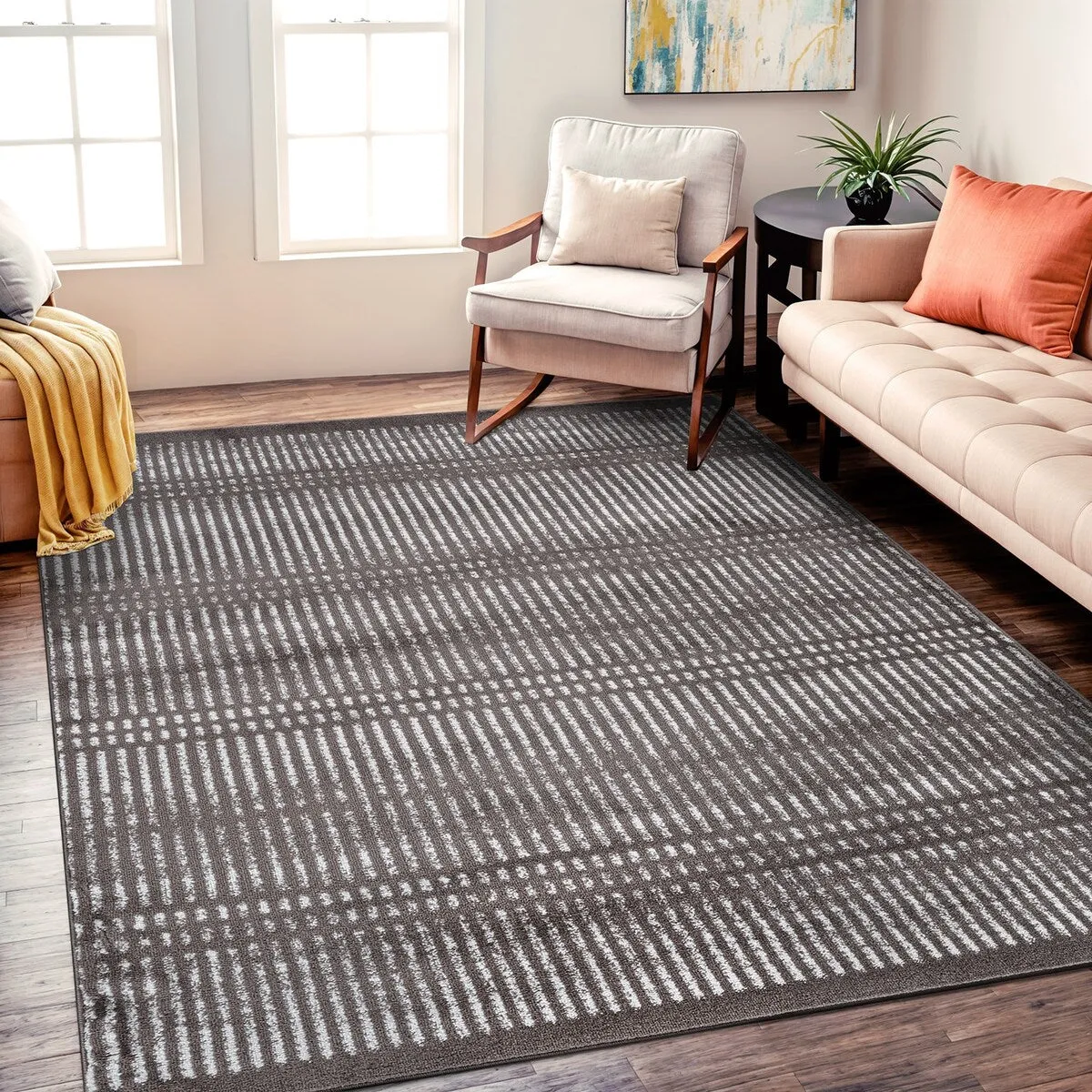 Contemporary Minimalistic Stripe LInes Area Rug