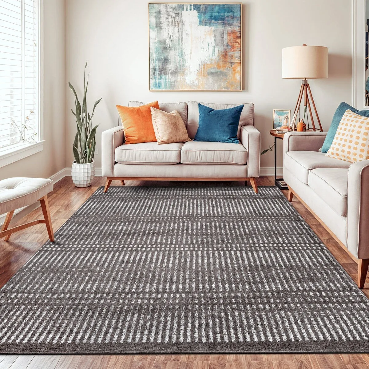 Contemporary Minimalistic Stripe LInes Area Rug