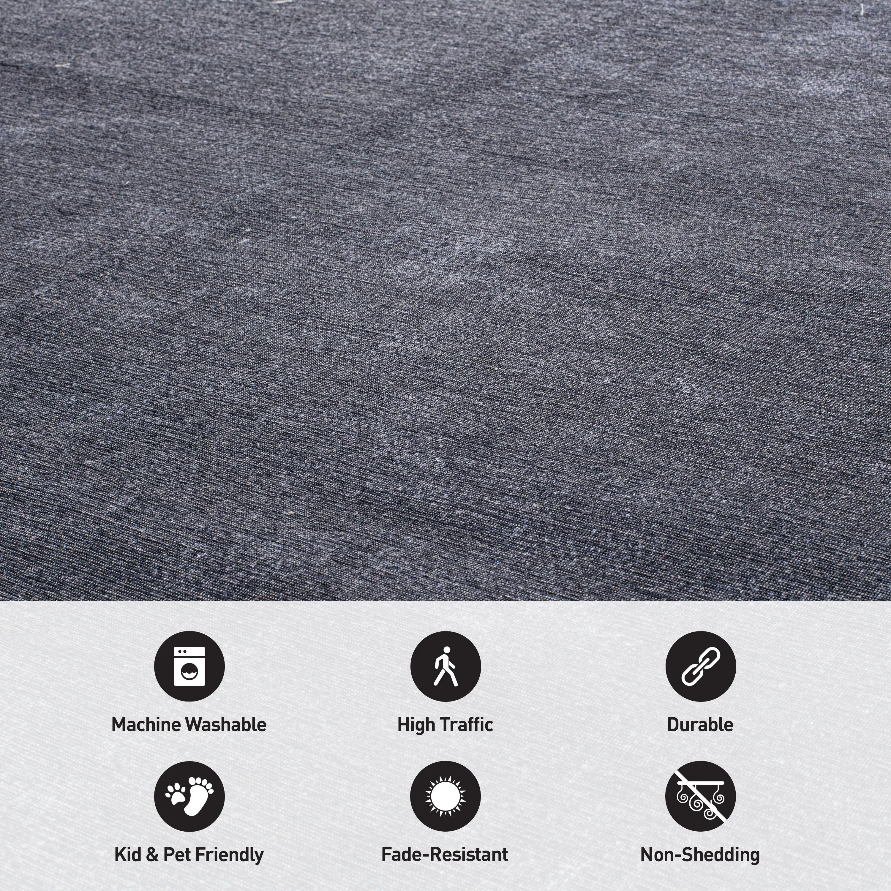 Contemporary Solid Machine Washable Area Rug