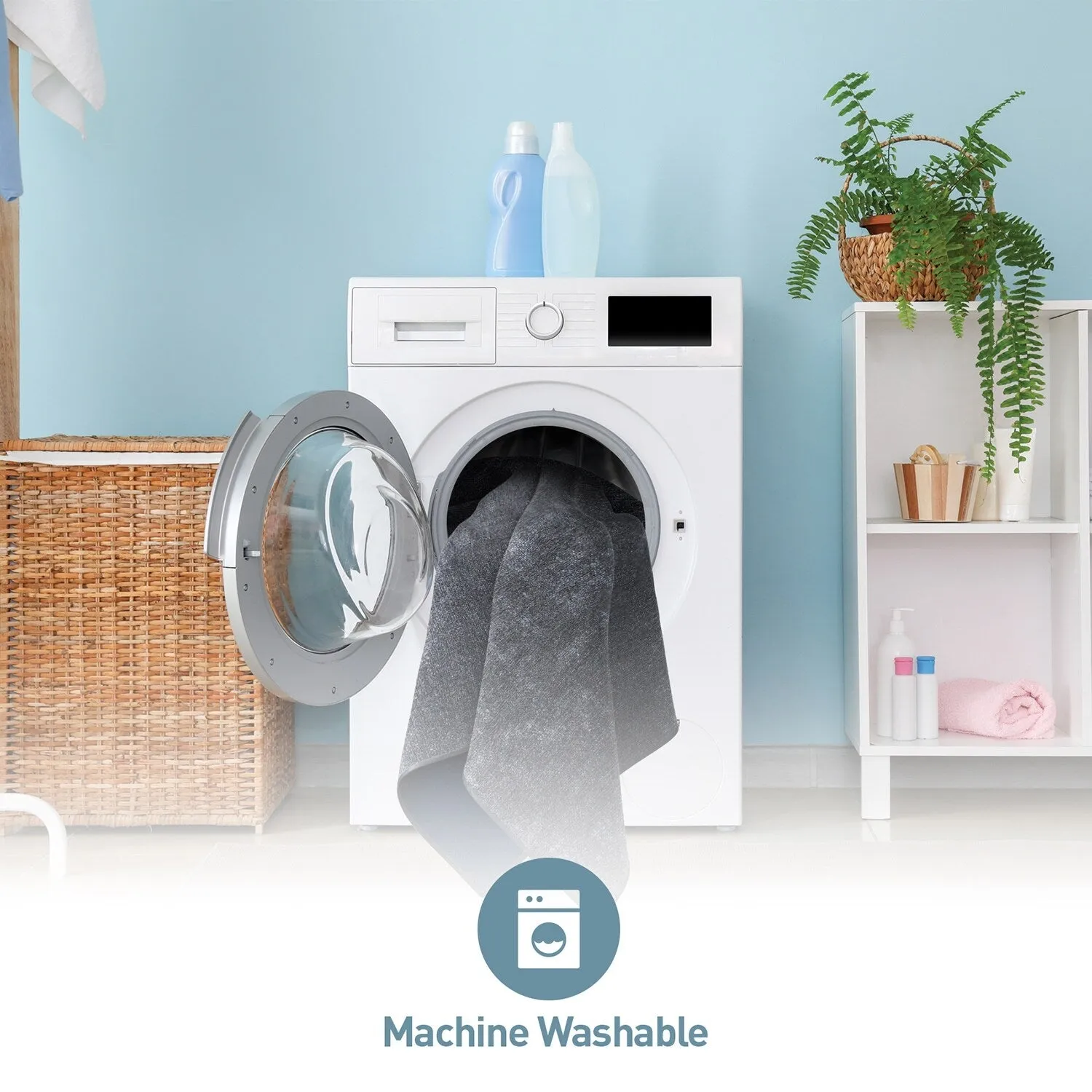 Contemporary Solid Machine Washable Area Rug