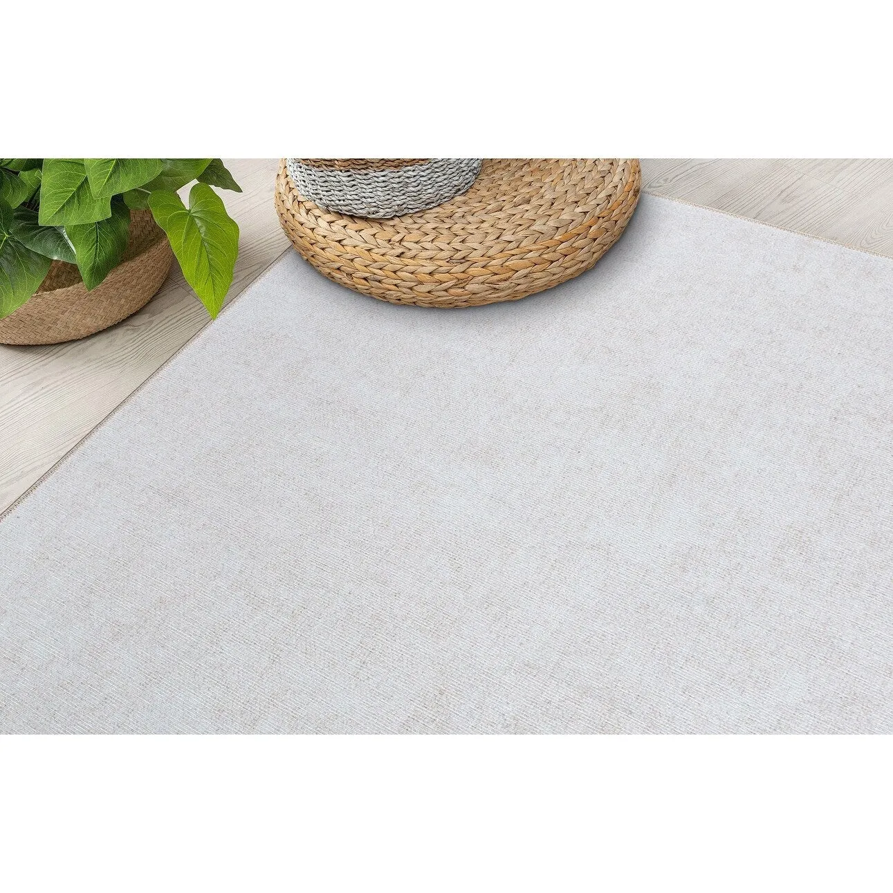 Contemporary Solid Machine Washable Area Rug