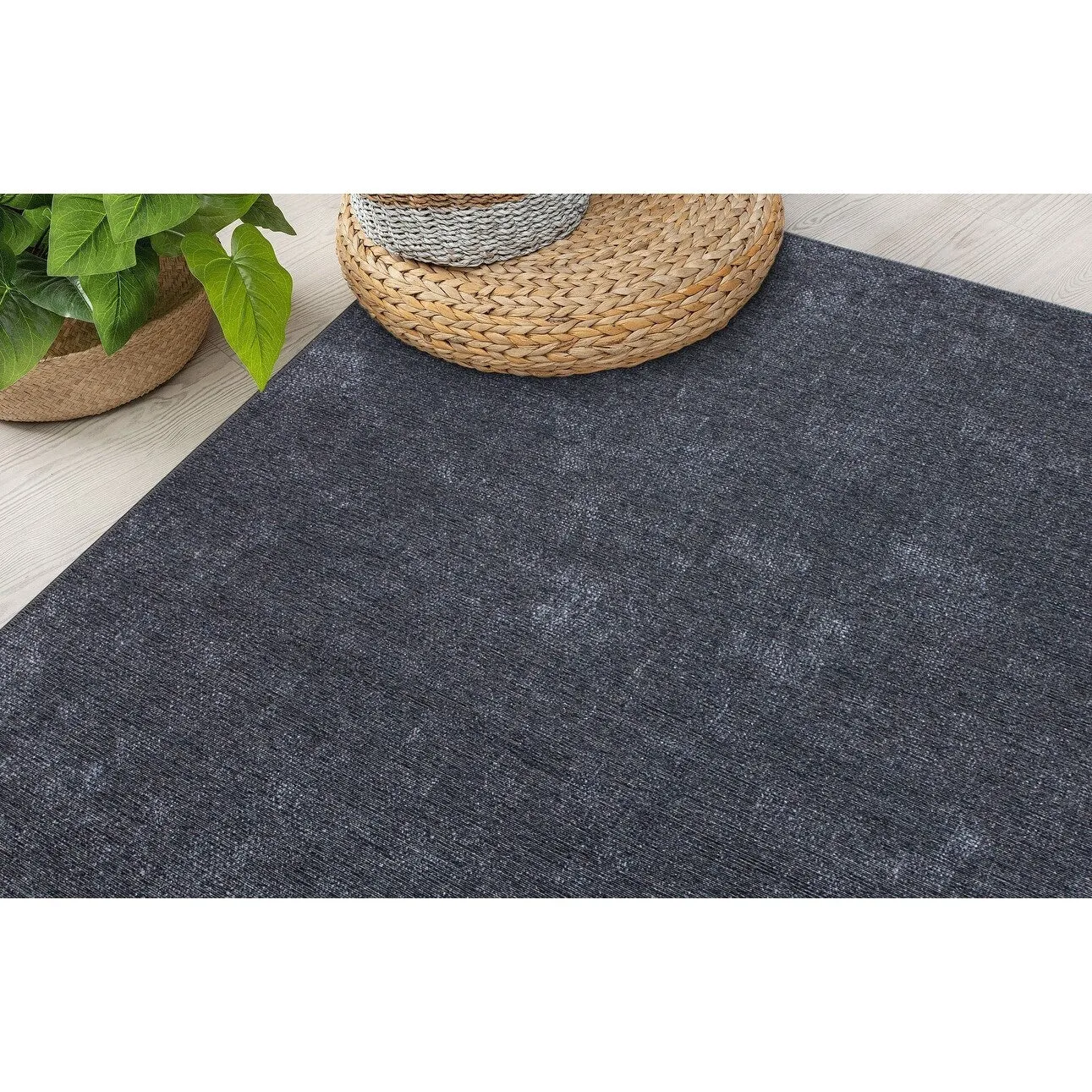 Contemporary Solid Machine Washable Area Rug