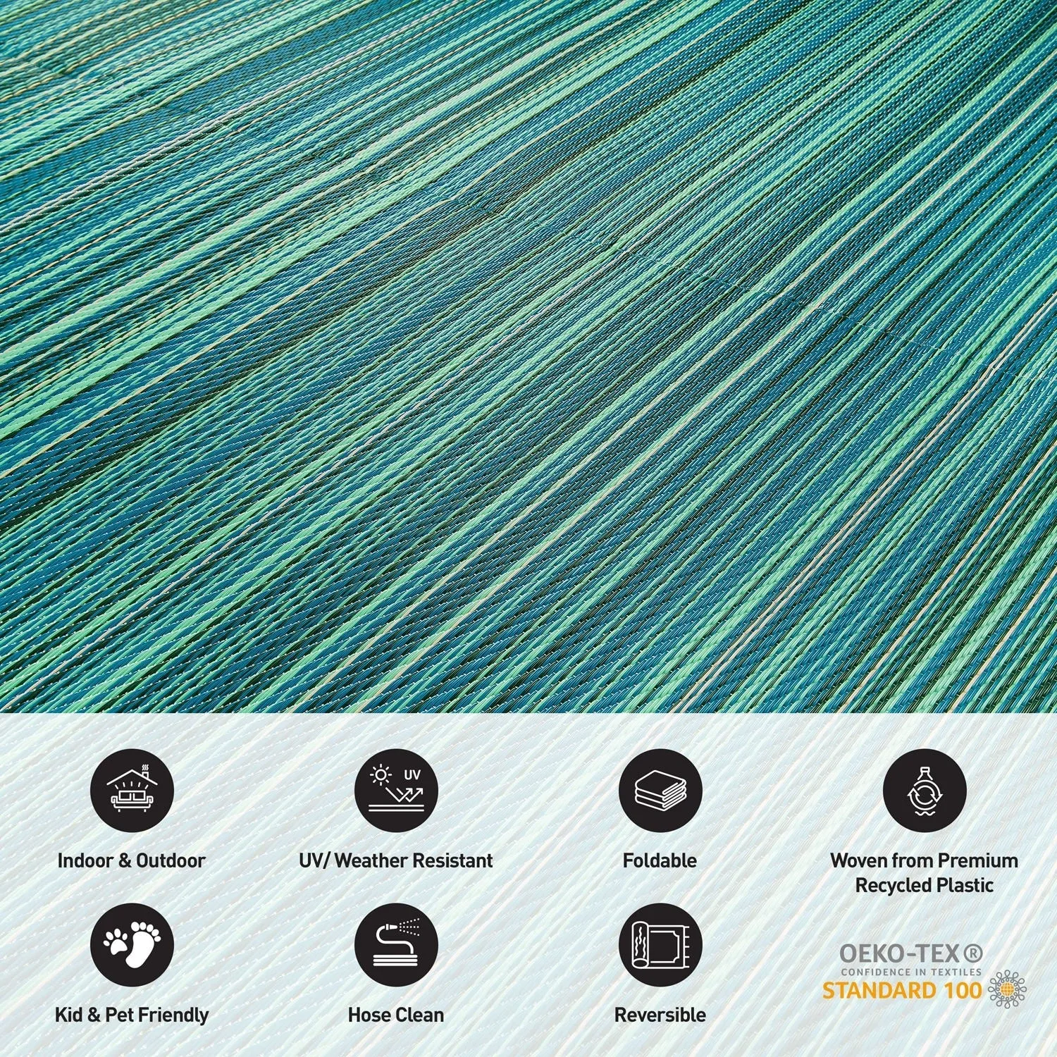 Contemporary Stripe Reversible Plastic Outdoor Rugs