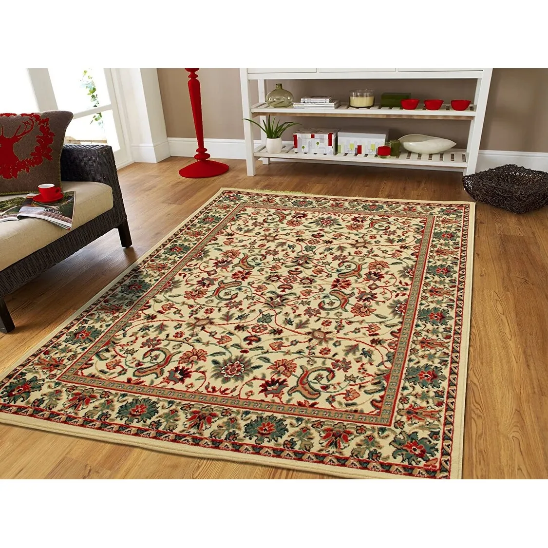 Copper Grove Bondy Bordered Oriental Area Rug with Jute Backing