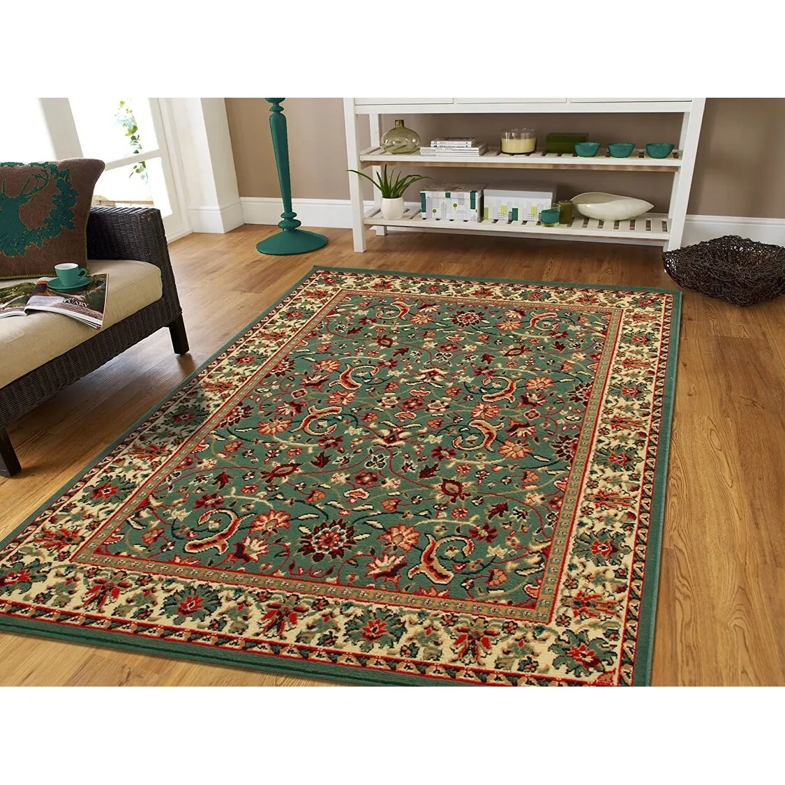 Copper Grove Bondy Bordered Oriental Area Rug with Jute Backing