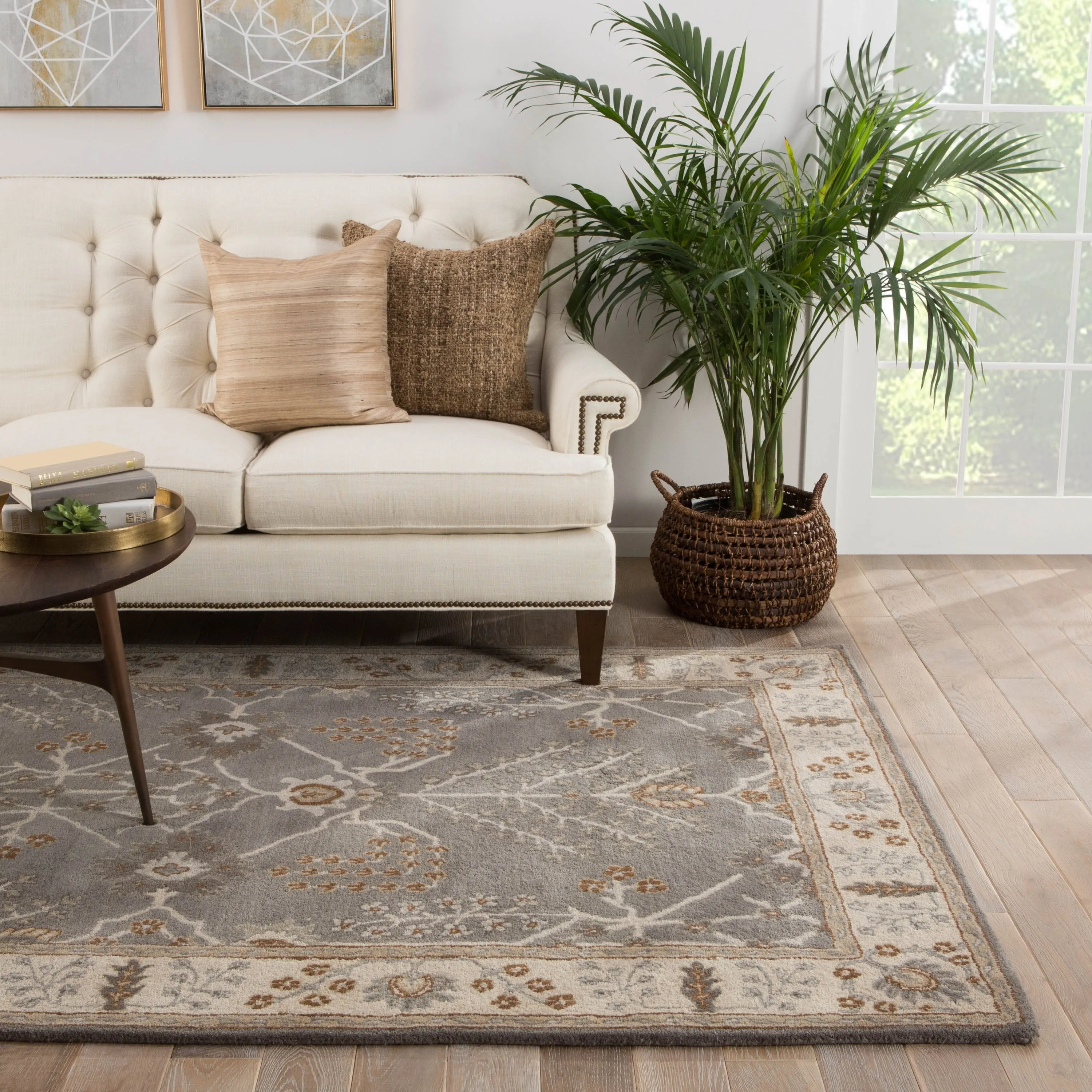 Copper Grove Kesagami Handmade Floral Grey/ Beige area Rug