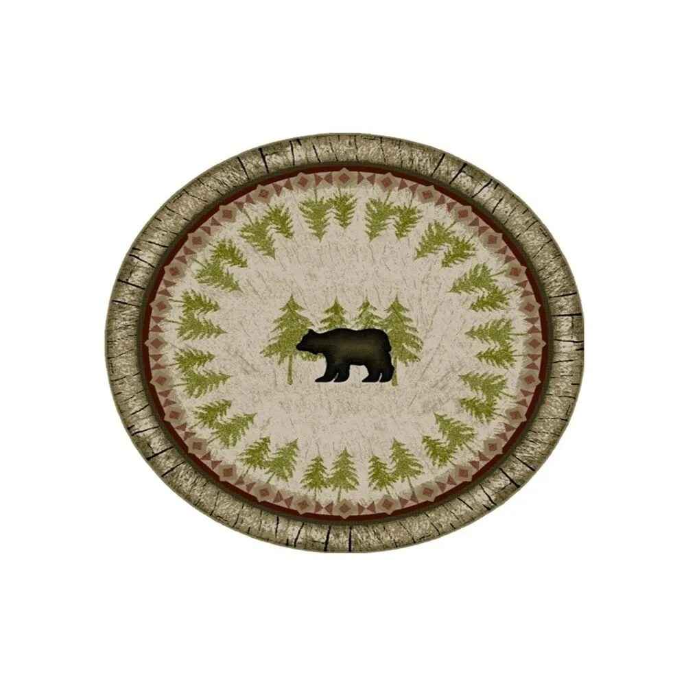 Cozy Cabin Birch Bear Washable Accent Rug