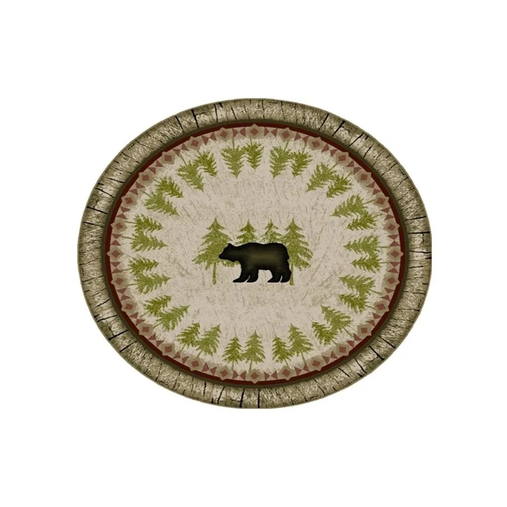 Cozy Cabin Birch Bear Washable Accent Rug