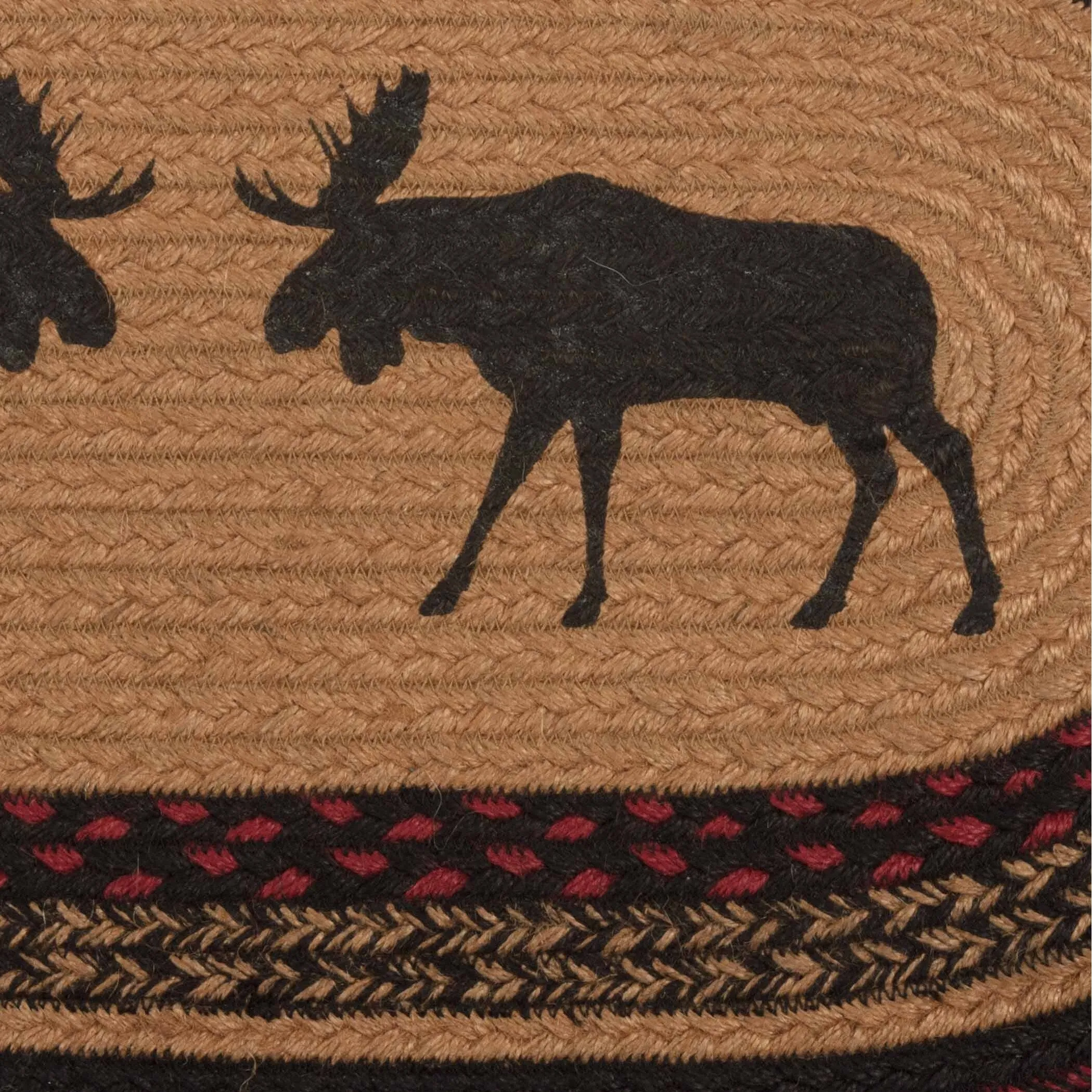 Cumberland Stenciled Moose Jute Rug Oval w/ Pad 20x30 - 20 x 30 Oval
