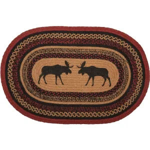 Cumberland Stenciled Moose Jute Rug Oval w/ Pad 20x30 - 20 x 30 Oval