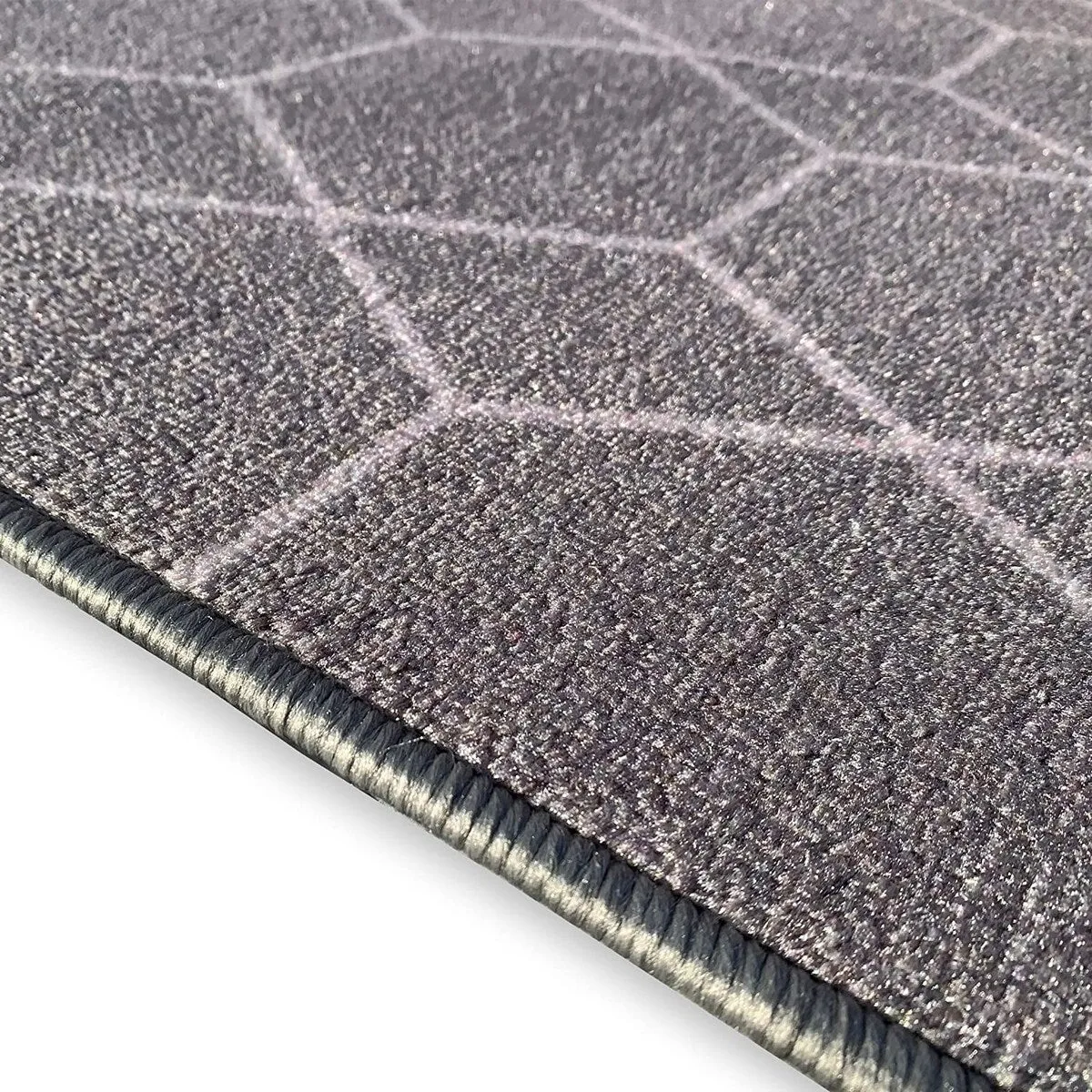 Custom Size Hexagon Gray 31 Inch Wide Non-Slip Stair Runner Rug