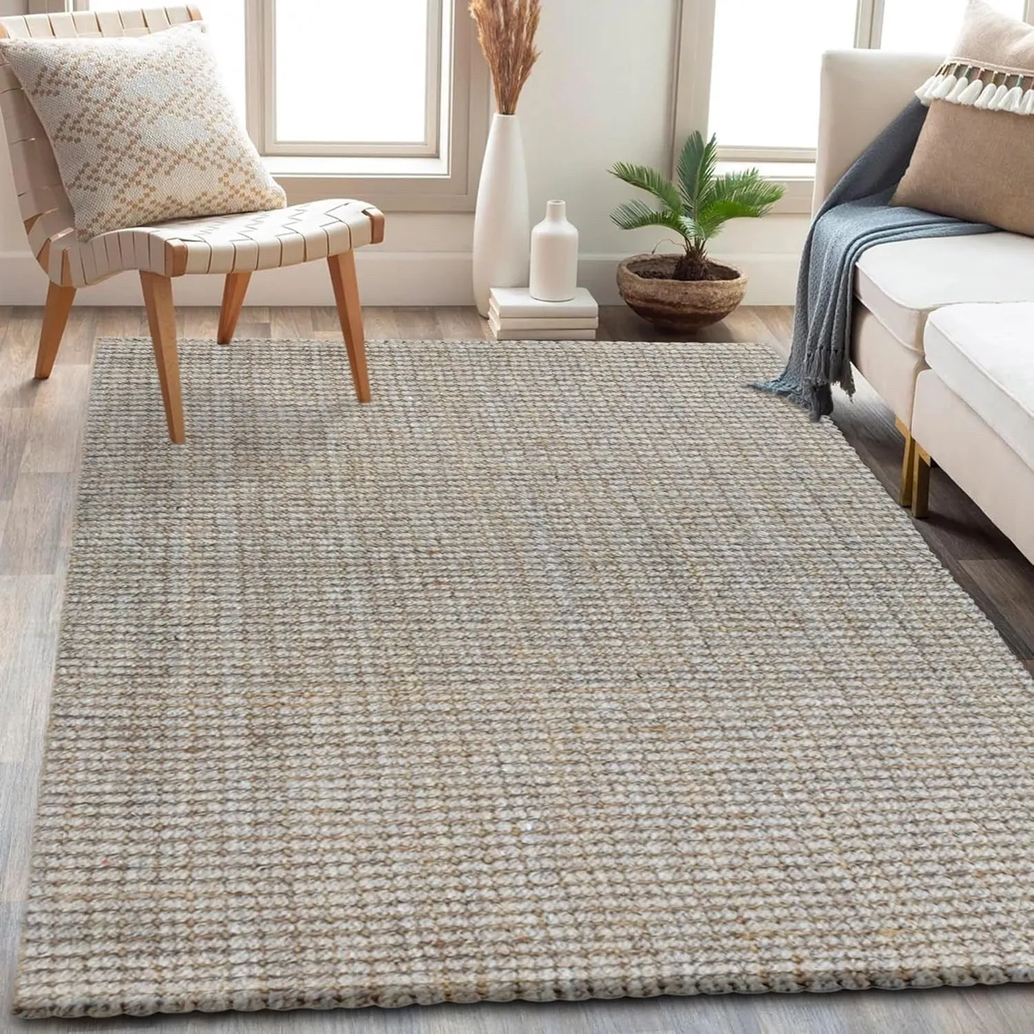 Delara Premium Handwoven Natural Fiber Area Rug. 60% Wool 40% Jute excellent choice in high-traffic areas such as Living rooms