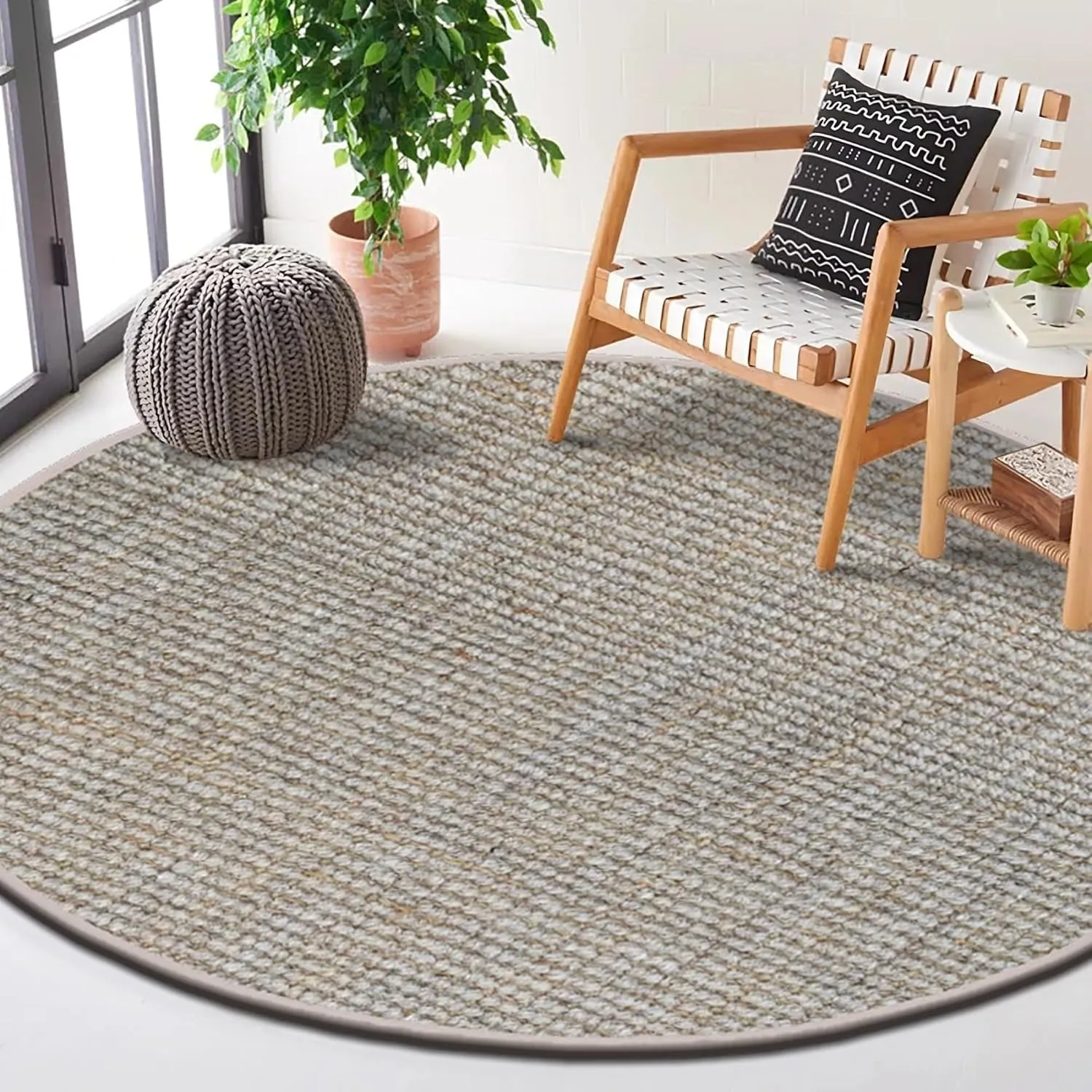 Delara Premium Handwoven Natural Fiber Area Rug. 60% Wool 40% Jute excellent choice in high-traffic areas such as Living rooms
