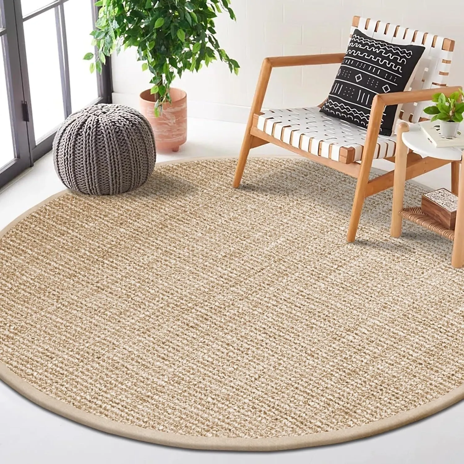 Delara Premium Handwoven Natural Fiber Area Rug Boucle 100% Jute excellent choice in high-traffic areas such as Living rooms