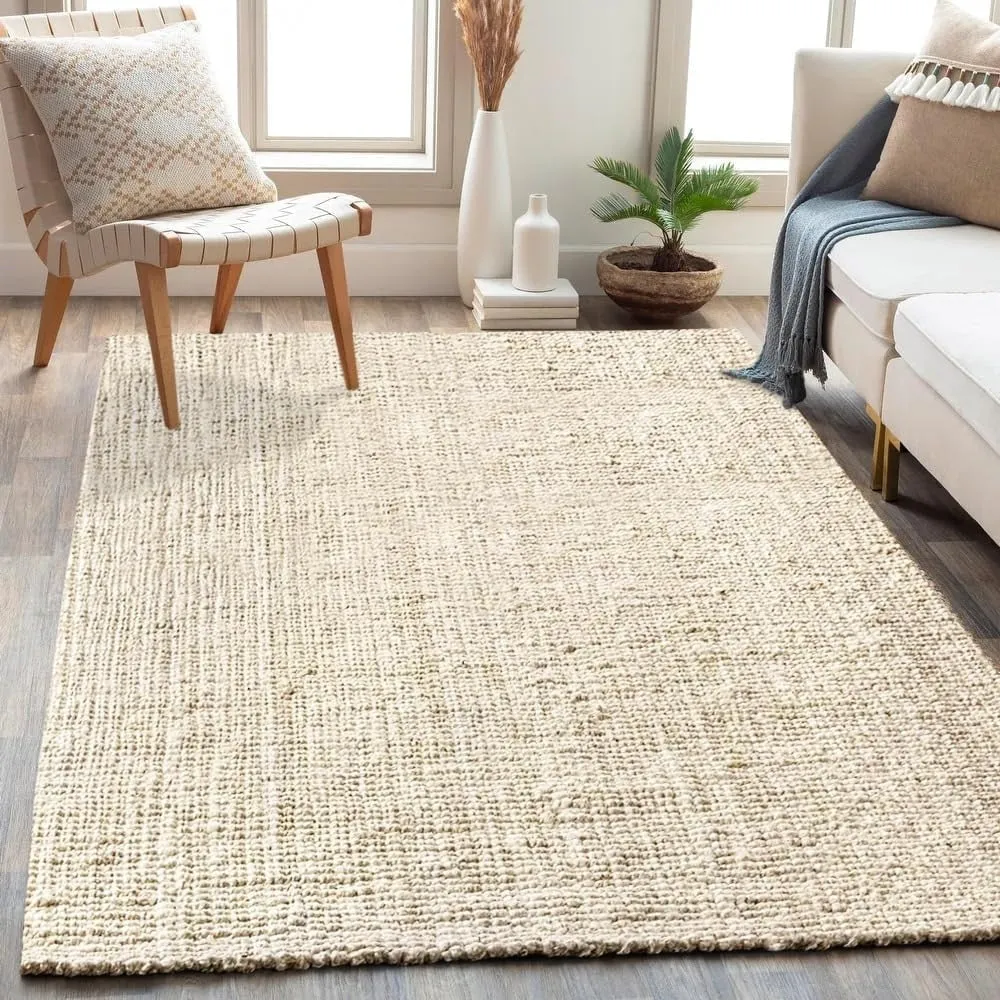 Delara Premium Handwoven Natural Fiber Area Rug Boucle 100% Jute excellent choice in high-traffic areas such as Living rooms