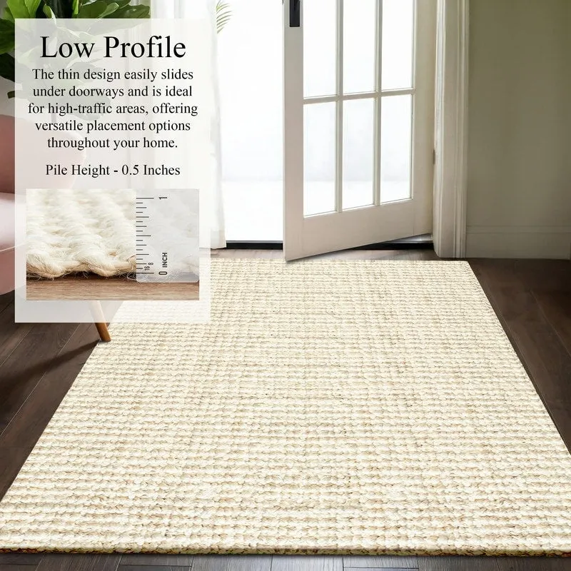 Delara Premium Handwoven Natural Fiber Area Rug Boucle 100% Jute excellent choice in high-traffic areas such as Living rooms