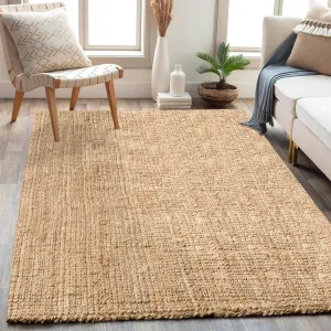 Delara Premium Handwoven Natural Fiber Area Rug Boucle 100% Jute excellent choice in high-traffic areas such as Living rooms