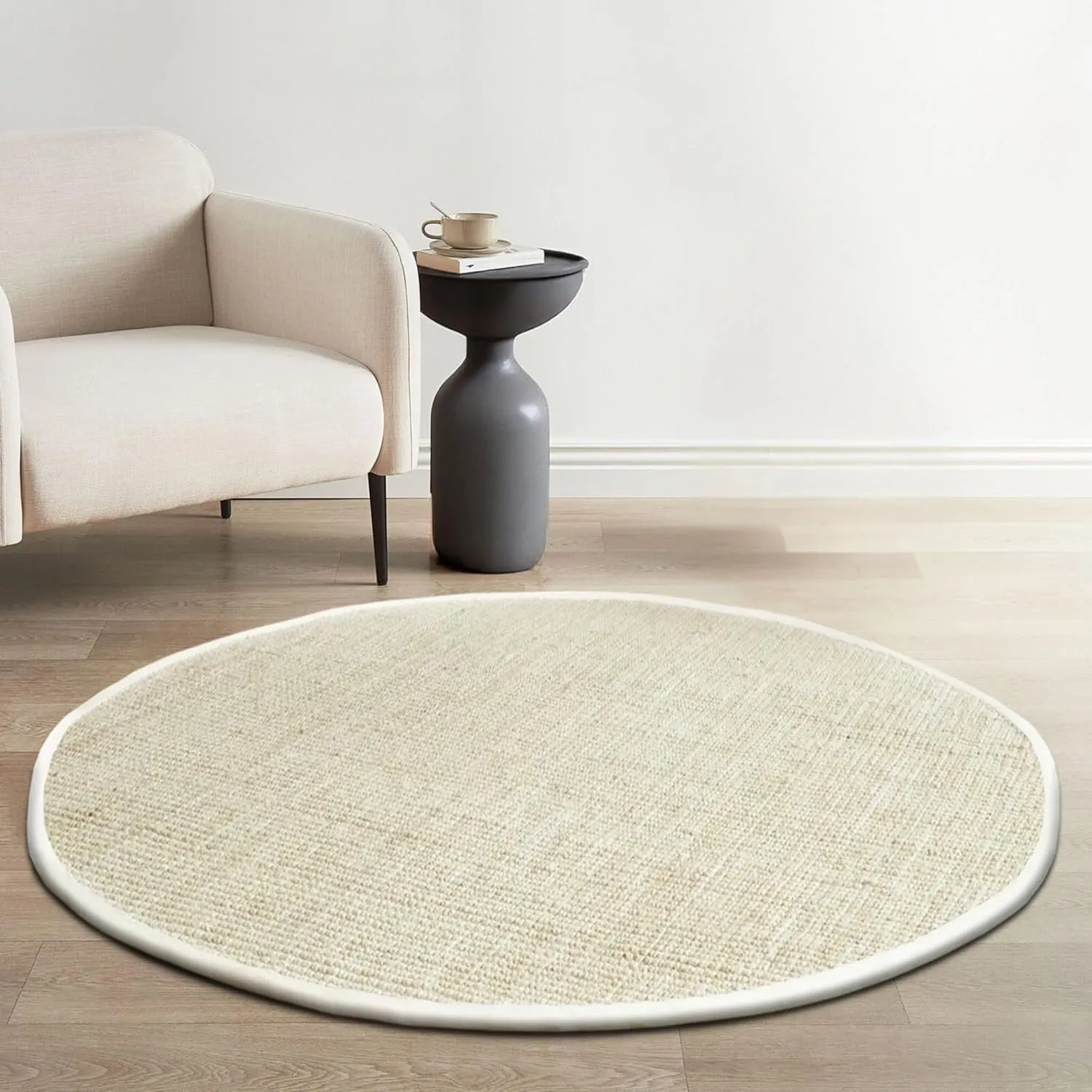 Delara Premium Handwoven Natural Fiber Area Rug Boucle 100% Jute excellent choice in high-traffic areas such as Living rooms