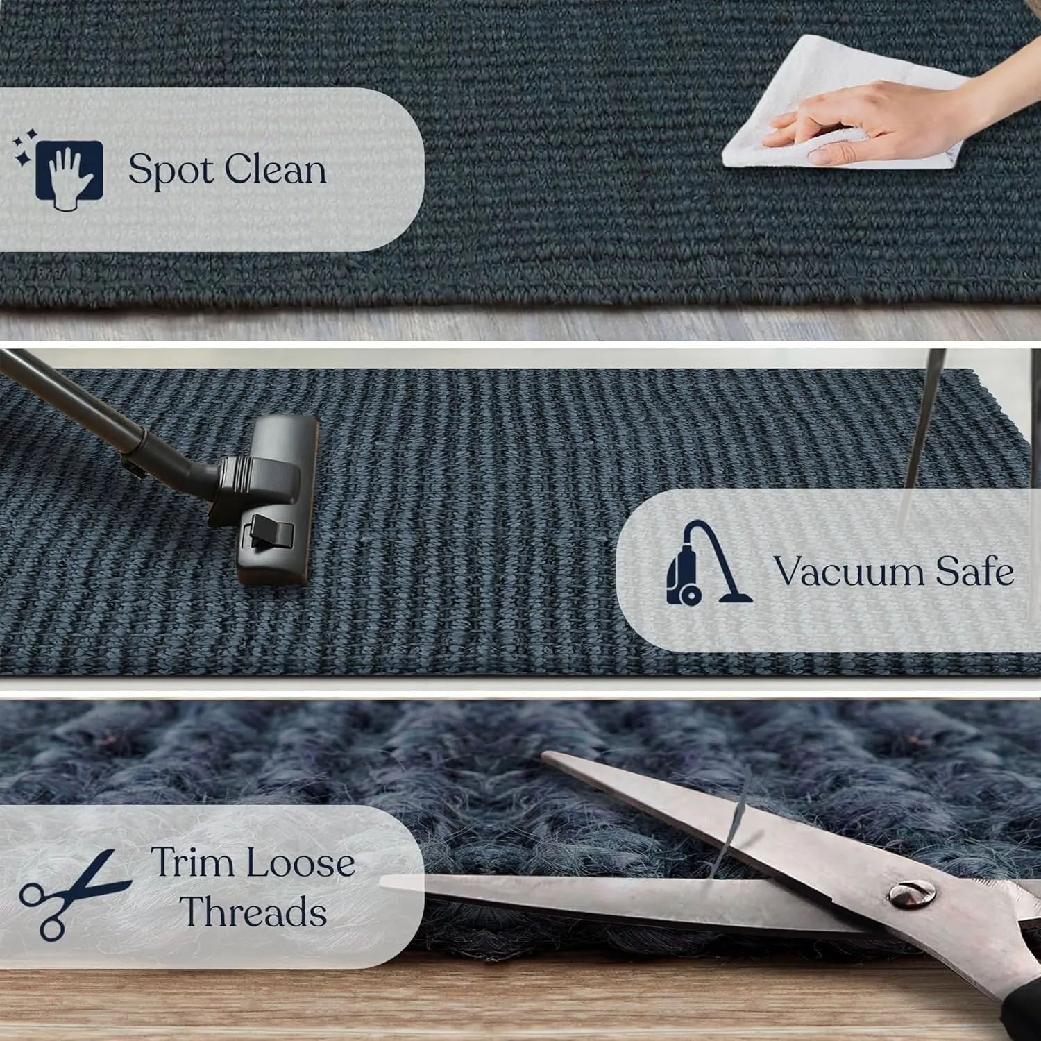 Delara Premium Handwoven Natural Fiber Area Rug Boucle 100% Jute excellent choice in high-traffic areas such as Living rooms