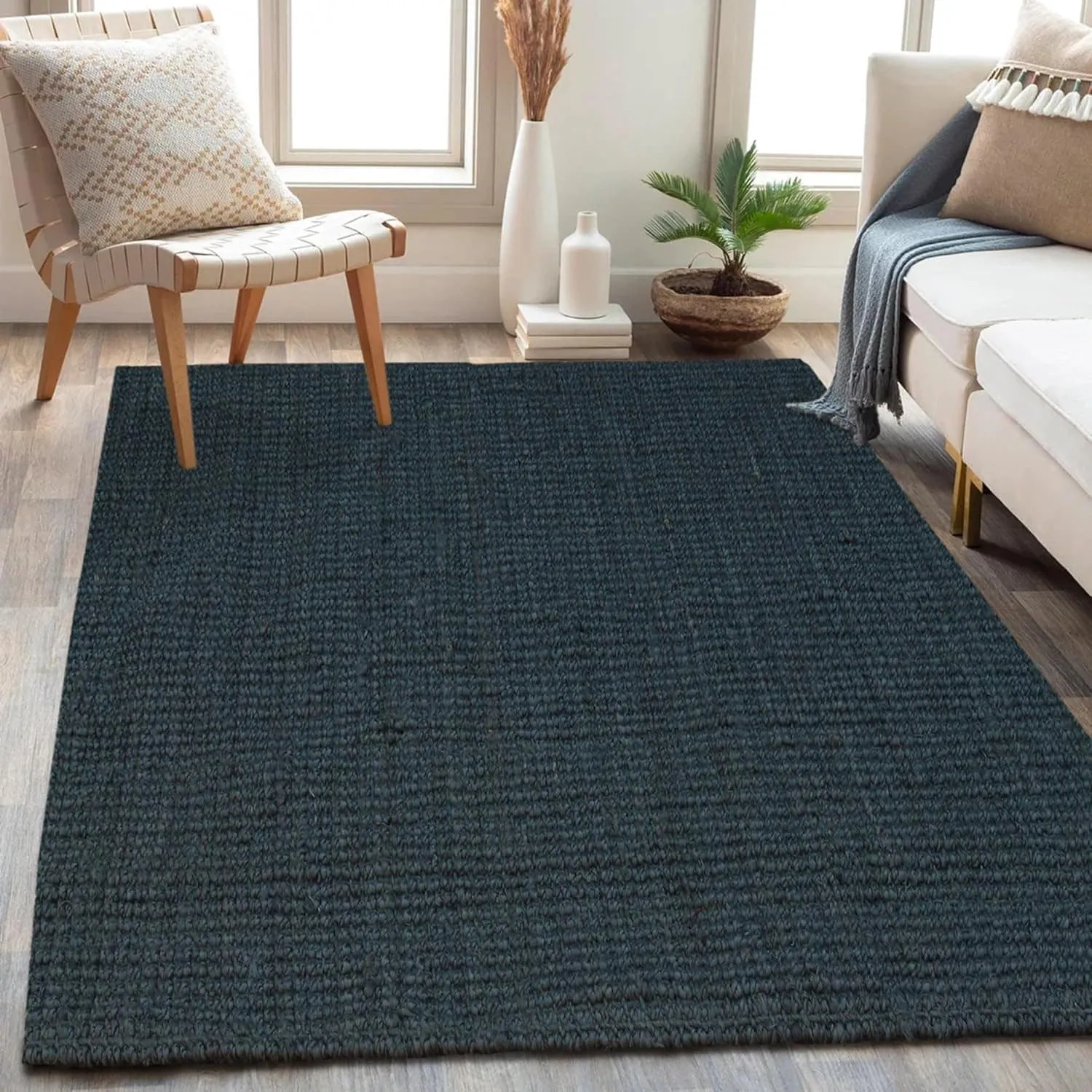 Delara Premium Handwoven Natural Fiber Area Rug Boucle 100% Jute excellent choice in high-traffic areas such as Living rooms