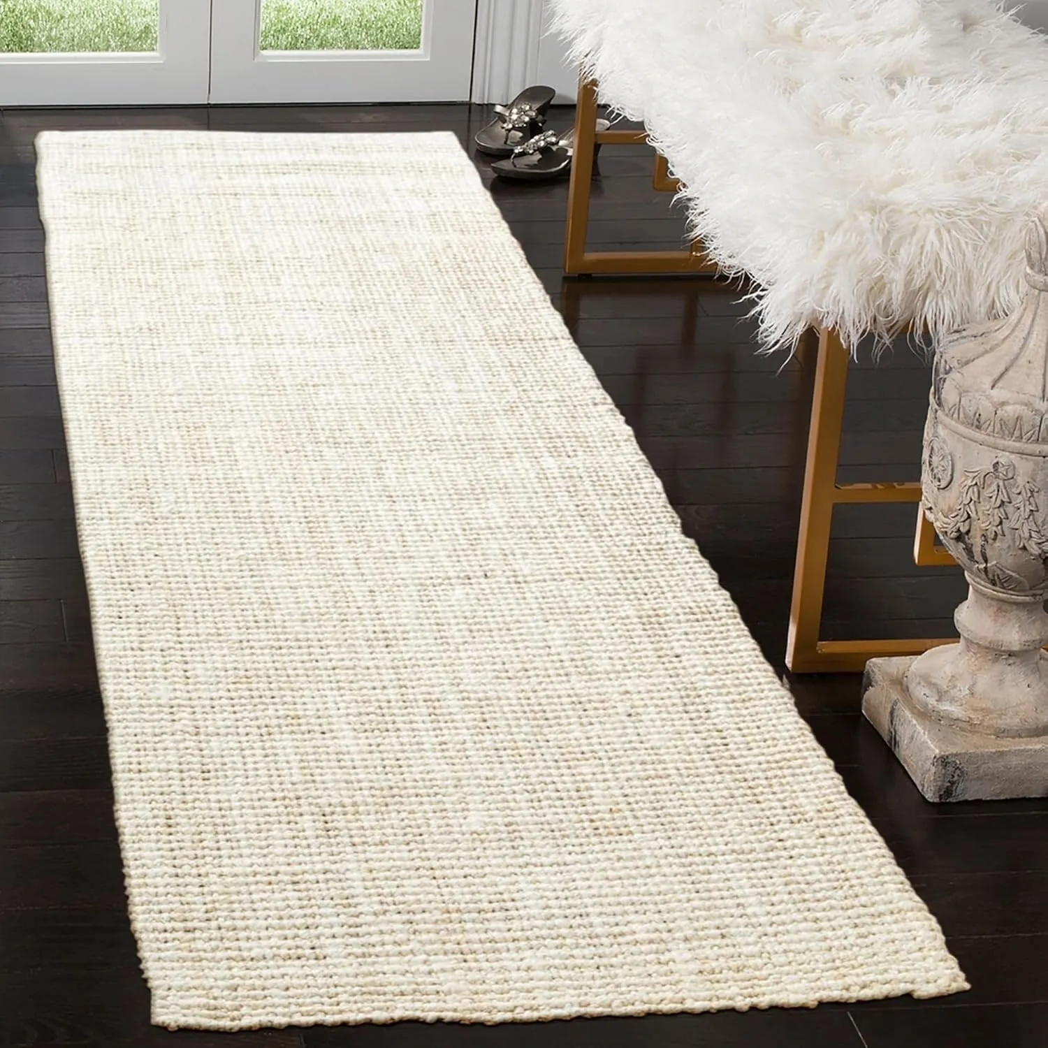 Delara Premium Handwoven Natural Fiber Area Rug Boucle 100% Jute excellent choice in high-traffic areas such as Living rooms